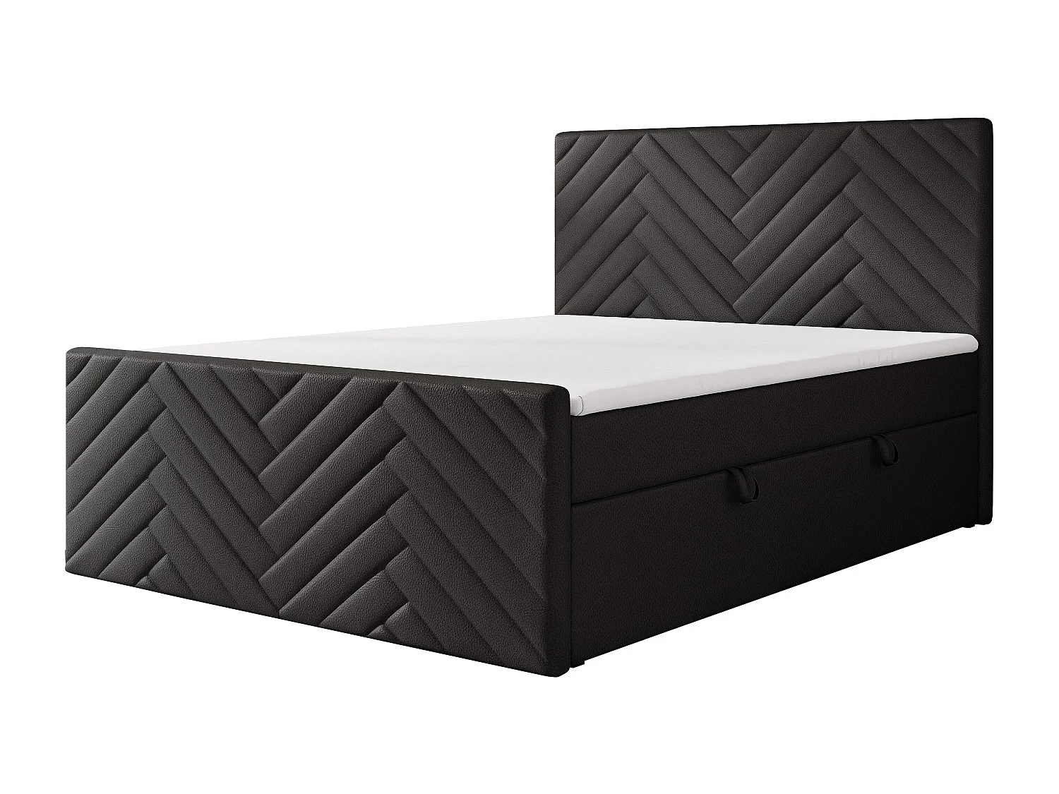 Lit continental rembourré avec surmatelas, noir  - 140x200 - NEREA PLUS