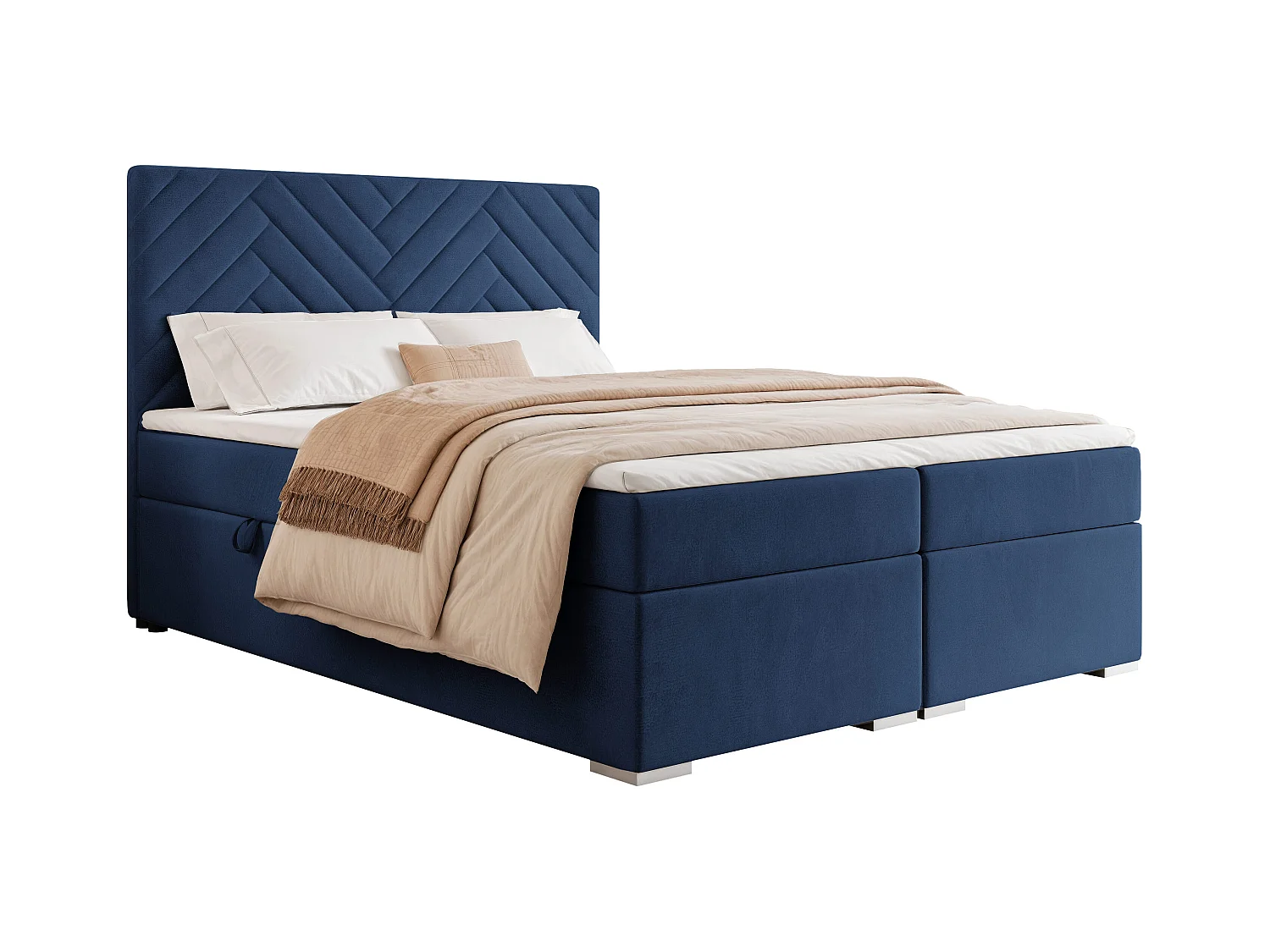 Lit continental rembourré avec surmatelas, bleu - 200x200 - NEREA