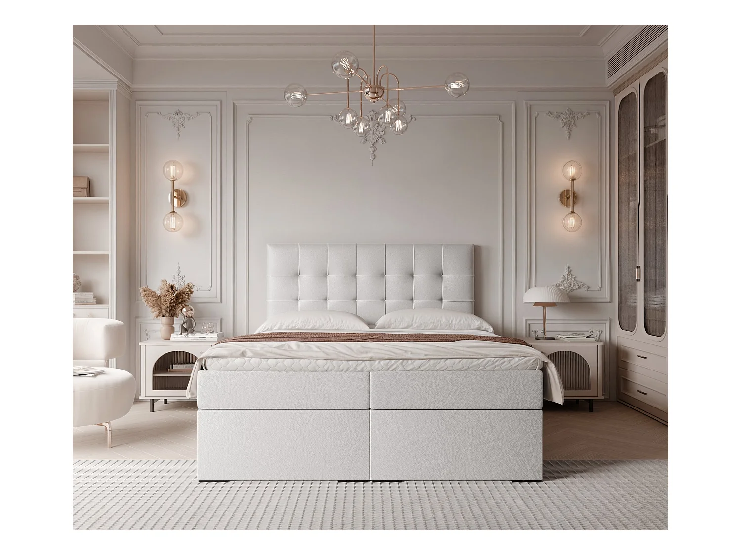 Lit continental rembourré avec surmatelas, blanc  - 140x200 - IMPERIAL