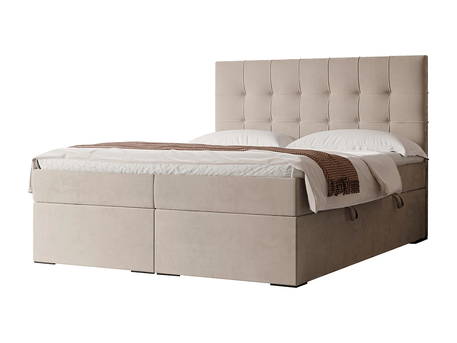 Lit continental rembourré avec surmatelas, beige - 160x200 - IMPERIAL