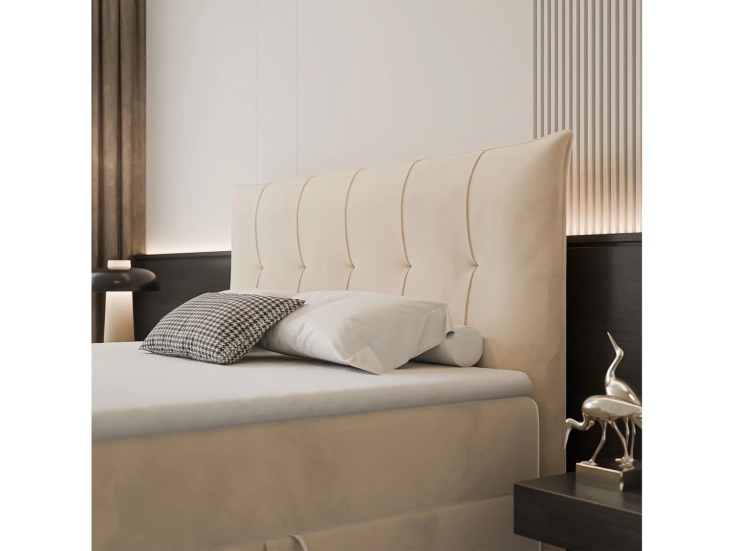 Lit continental rembourré avec surmatelas, beige - 200x200 - CHESTER