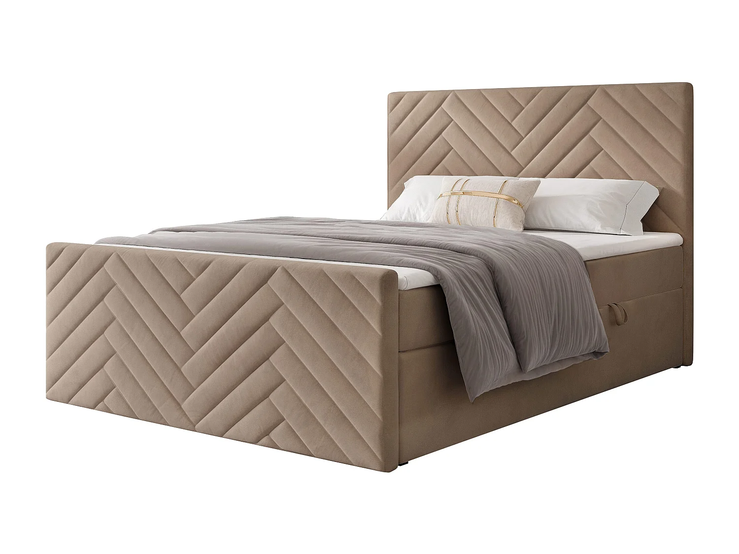 Lit continental rembourré avec surmatelas, marron - 200x200 - NEREA PLUS