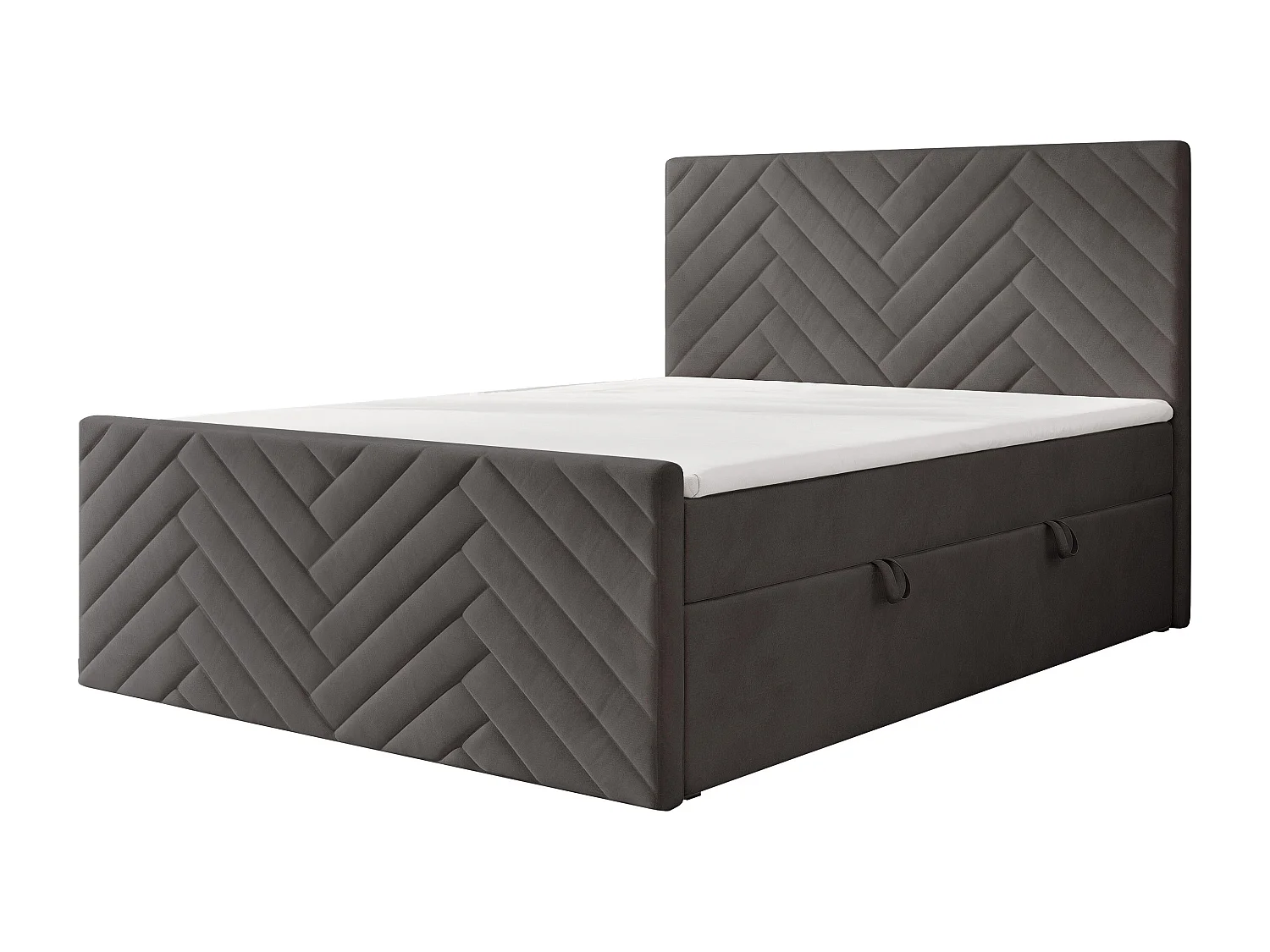 Lit continental rembourré avec surmatelas, gris anthracite - 160x200 - NEREA PLUS