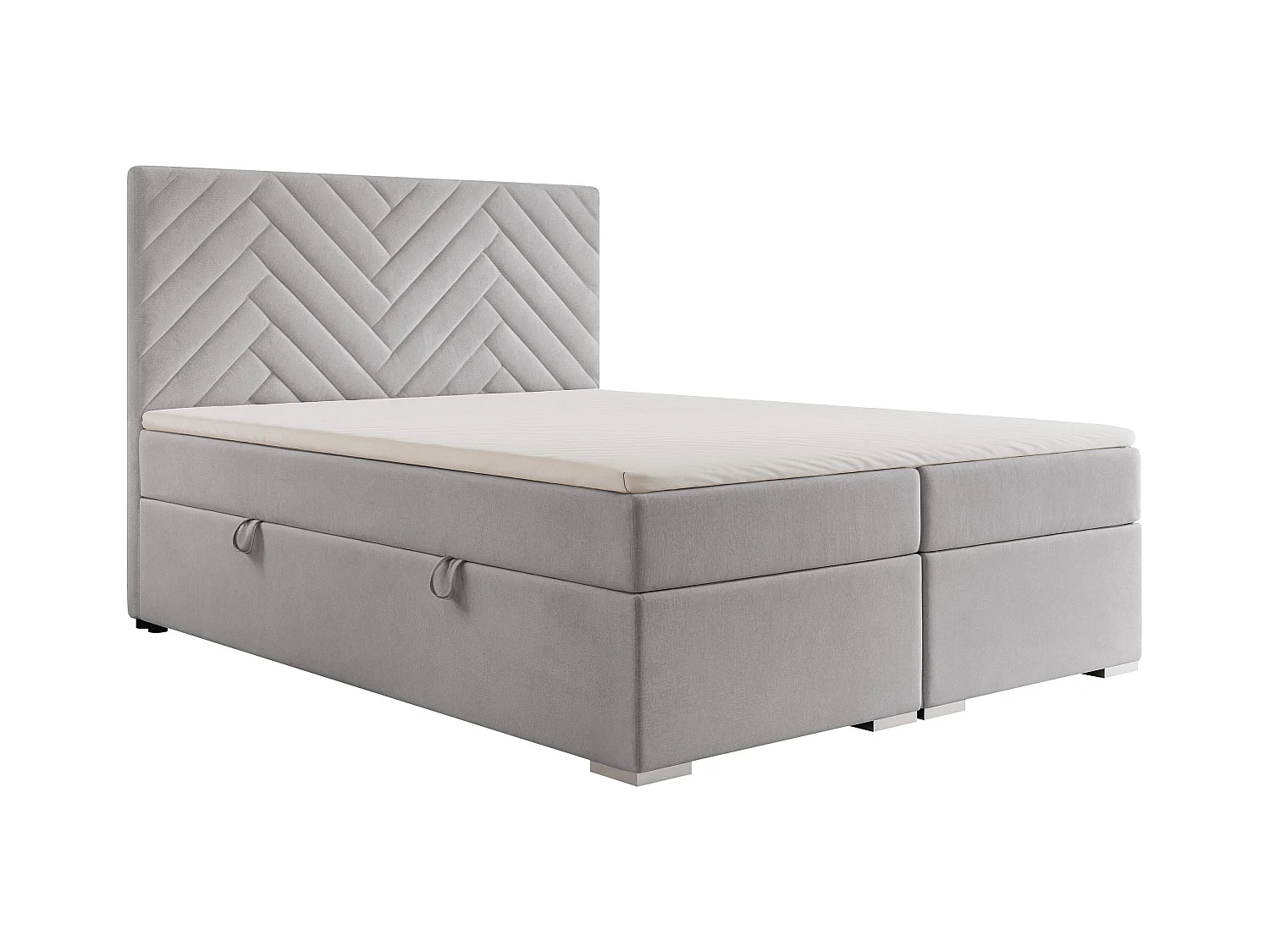Lit continental rembourré avec surmatelas, gris - 120x200 - NEREA