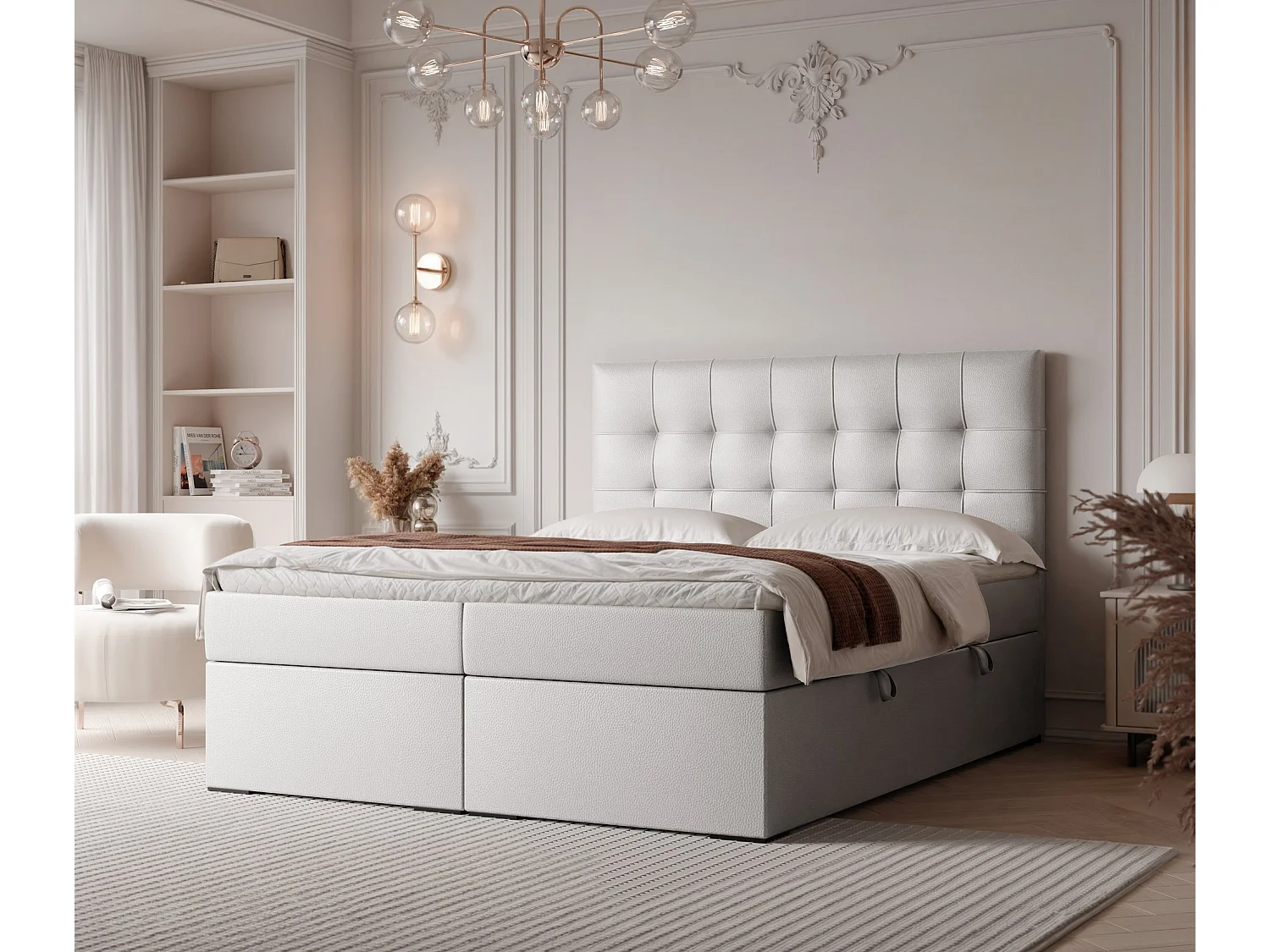 Lit continental rembourré avec surmatelas, blanc  - 180x200 - IMPERIAL