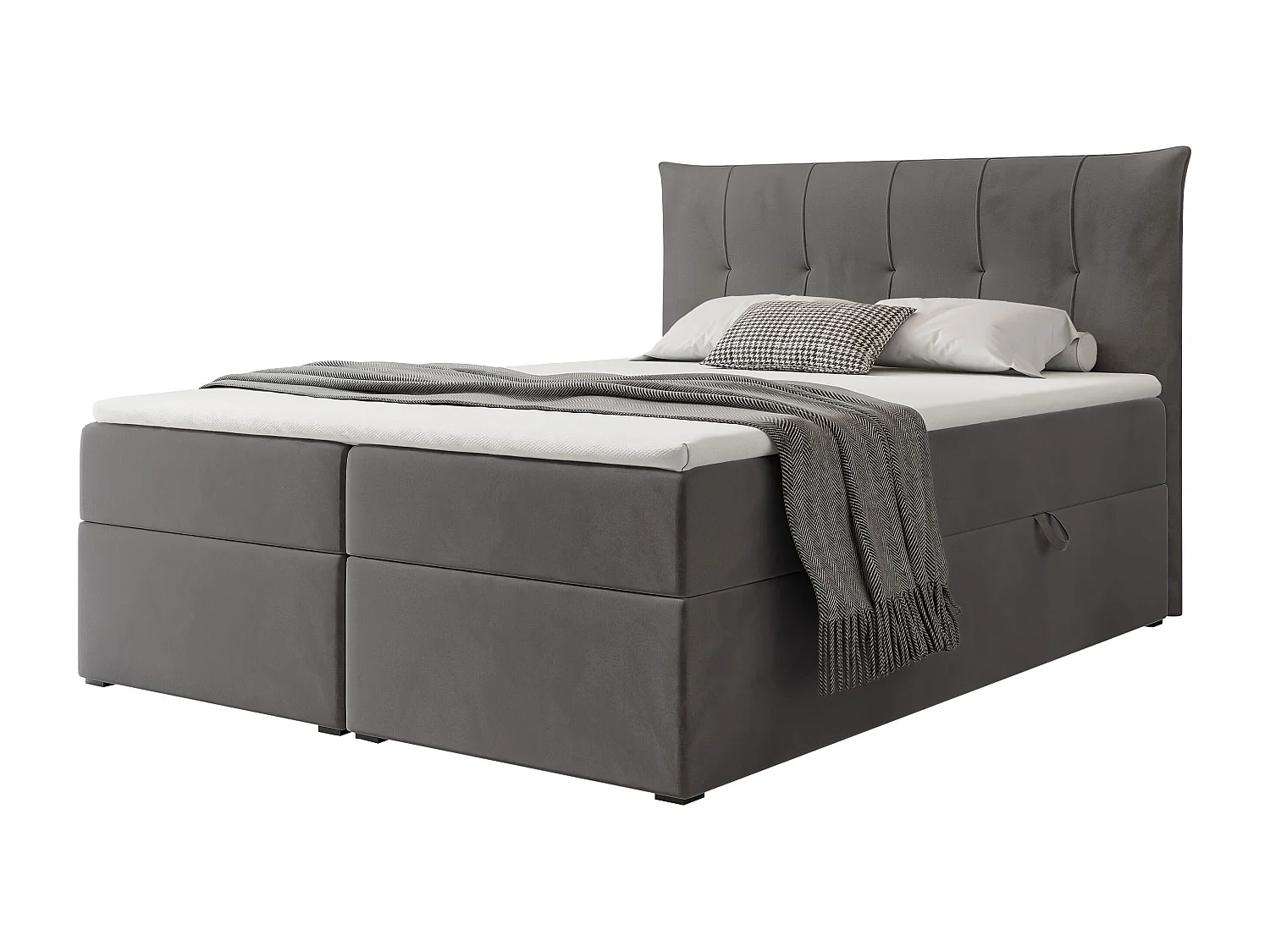 Lit continental rembourré avec surmatelas, gris anthracite - 120x200 - CHESTER