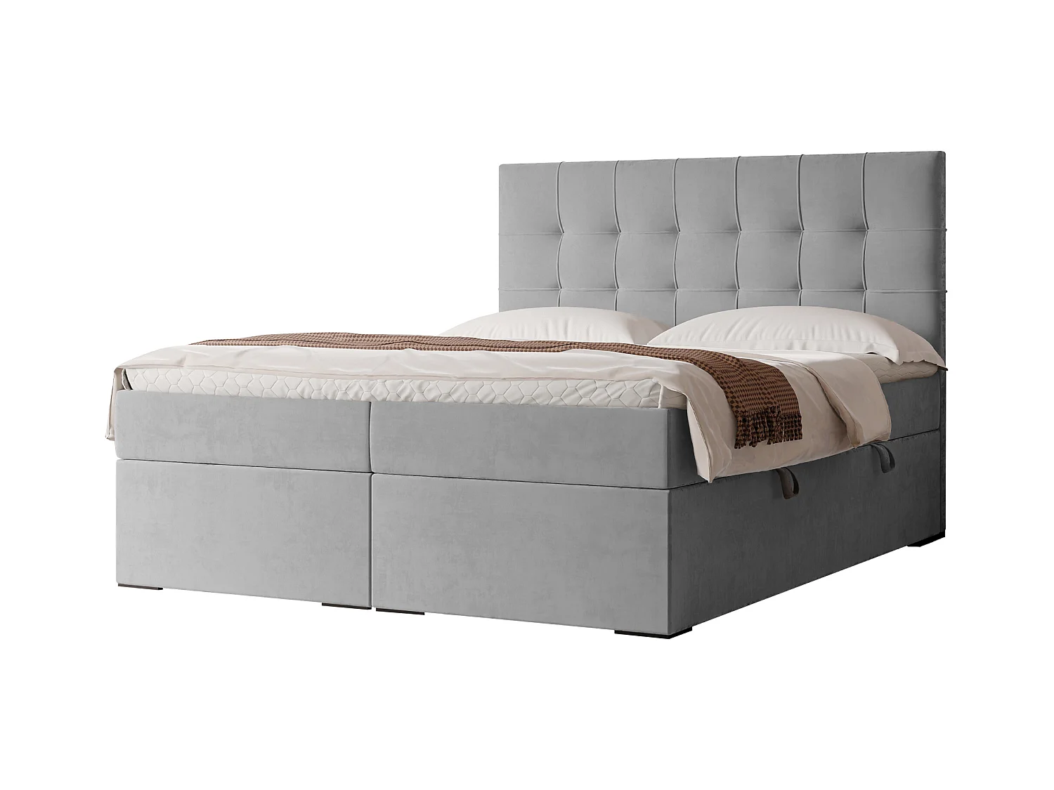 Lit continental rembourré avec surmatelas, gris clair - 160x200 - IMPERIAL