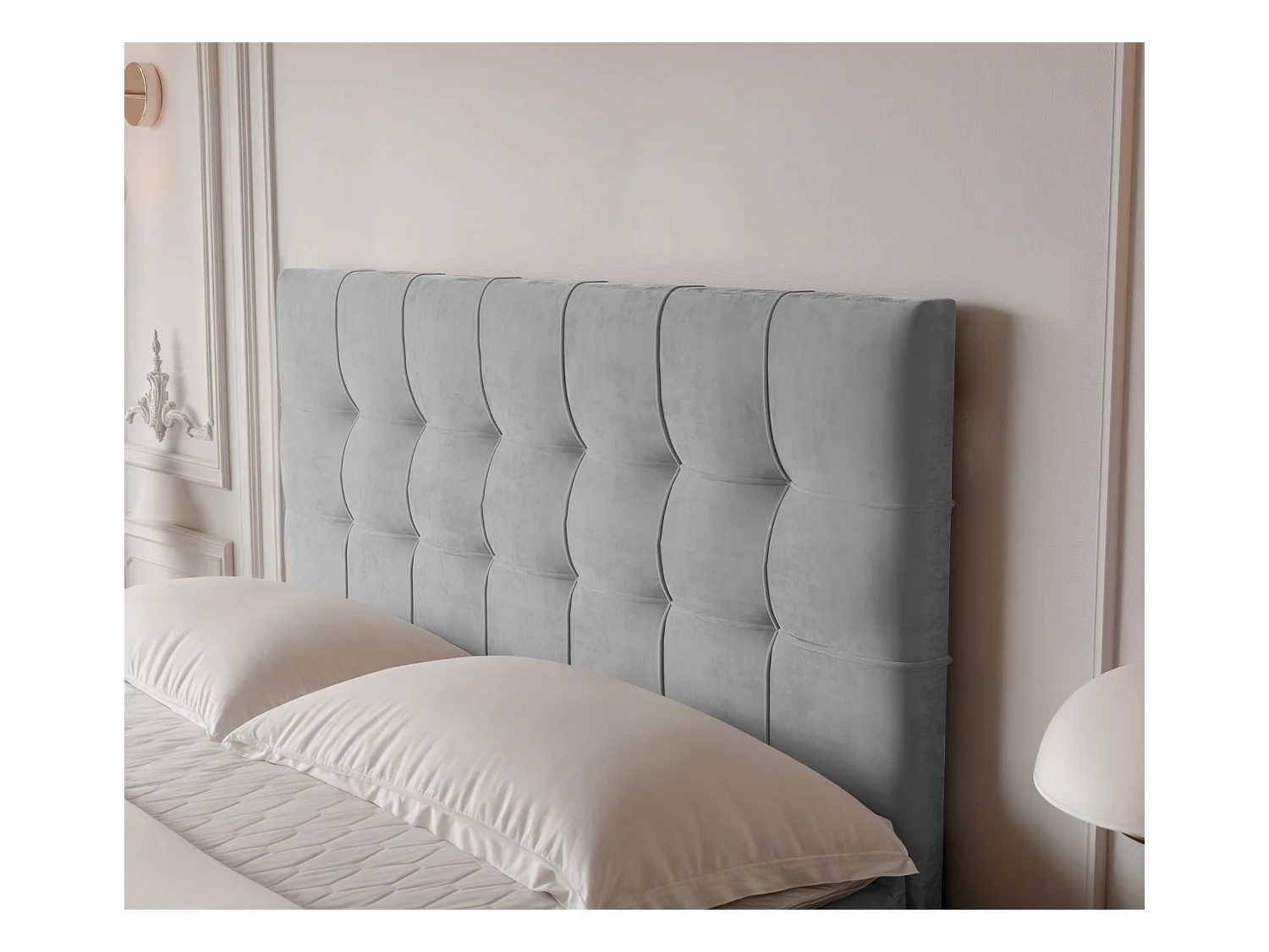 Lit continental rembourré avec surmatelas, gris clair - 120x200 - IMPERIAL