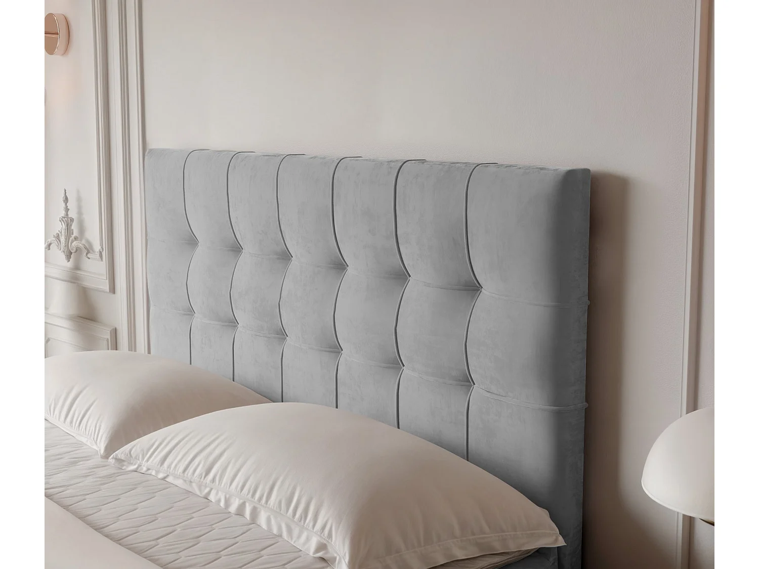 Lit continental rembourré avec surmatelas, gris clair - 120x200 - IMPERIAL