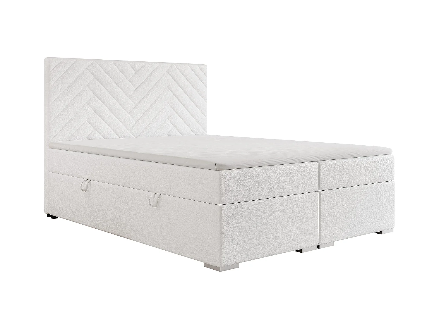Lit continental rembourré avec surmatelas, blanc  - 180x200 - NEREA