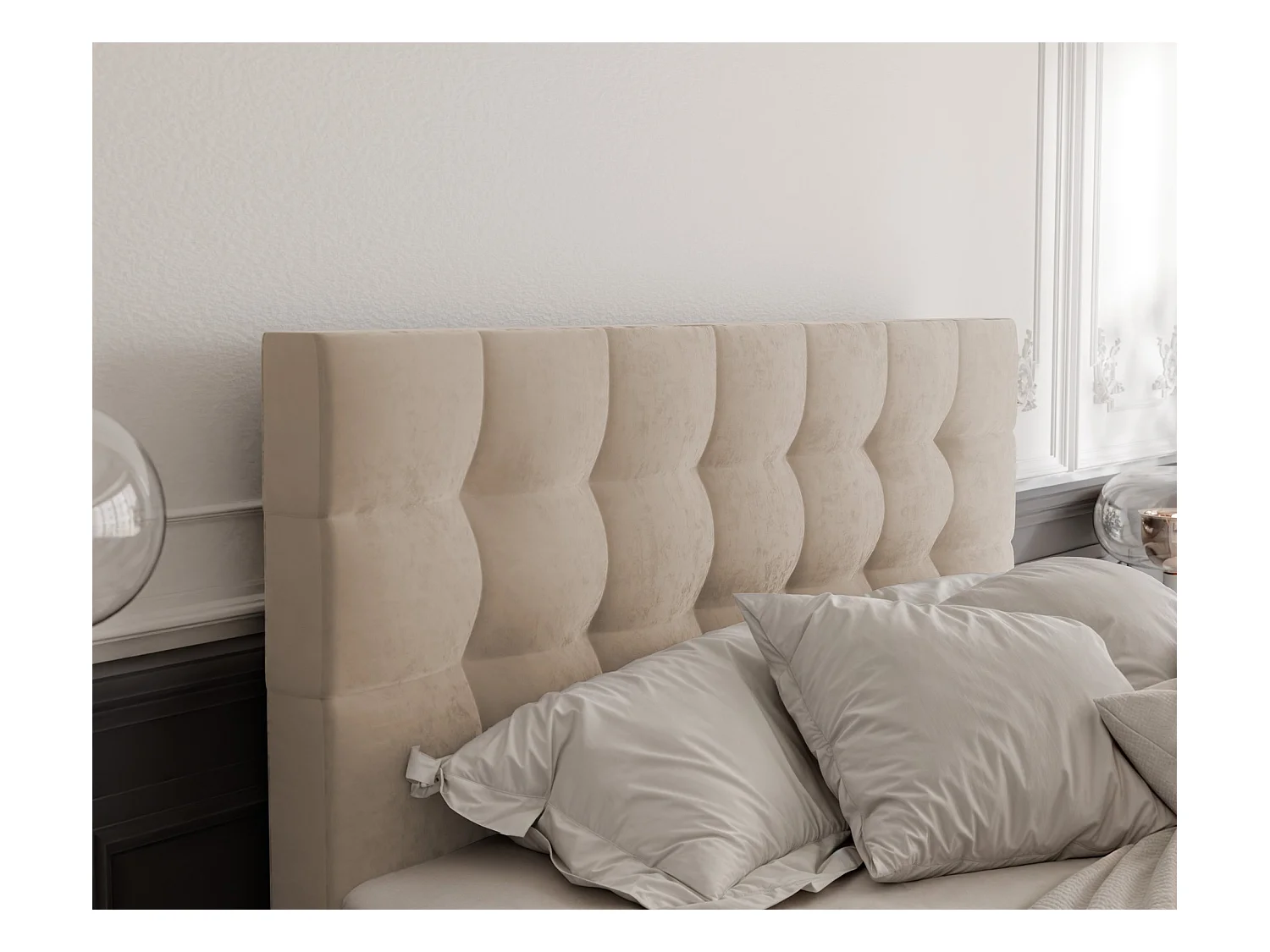 Lit continental rembourré avec surmatelas, crème - 180x200 - GRAND