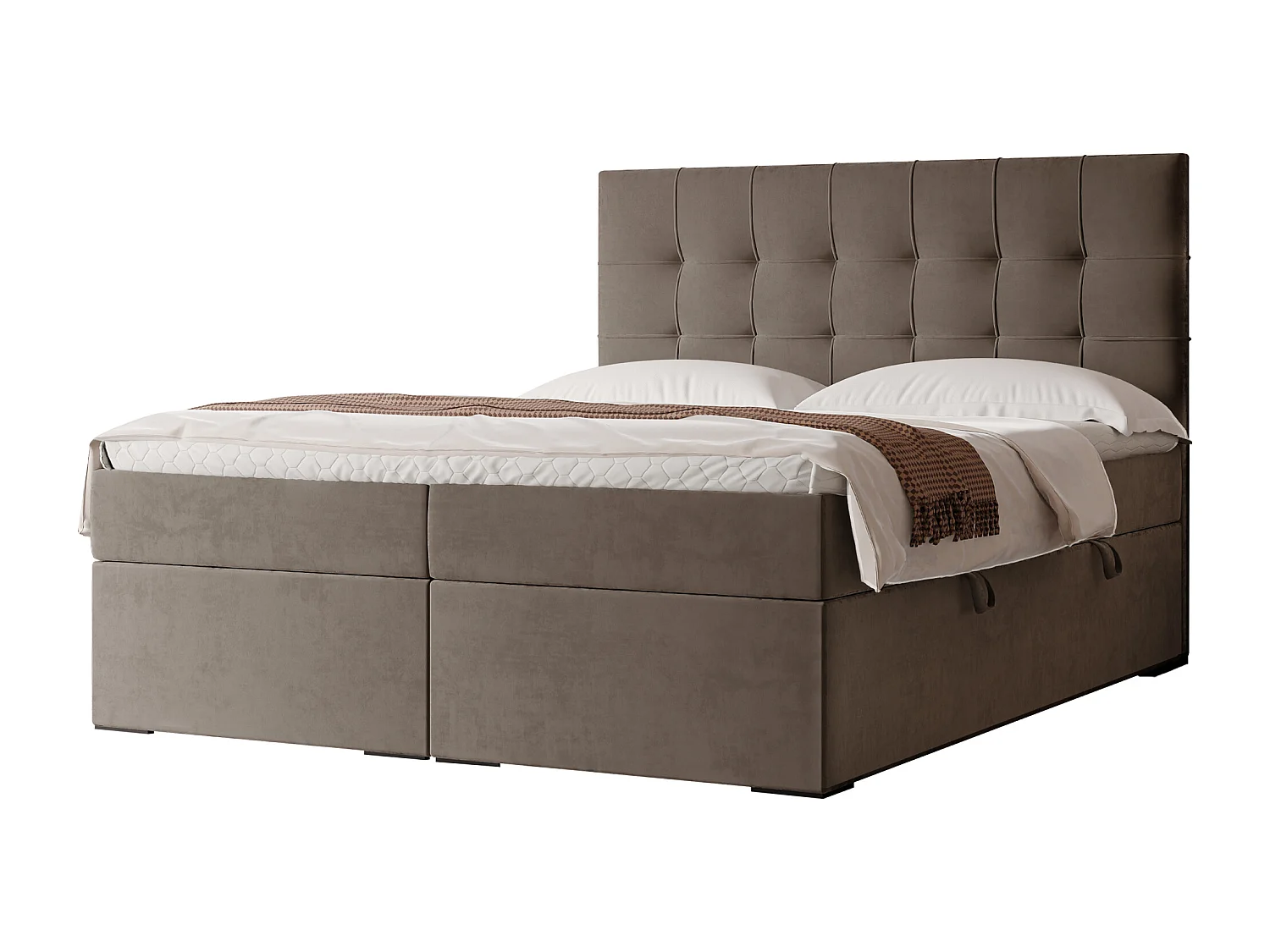 Lit continental rembourré avec surmatelas, marron - 180x200 - IMPERIAL