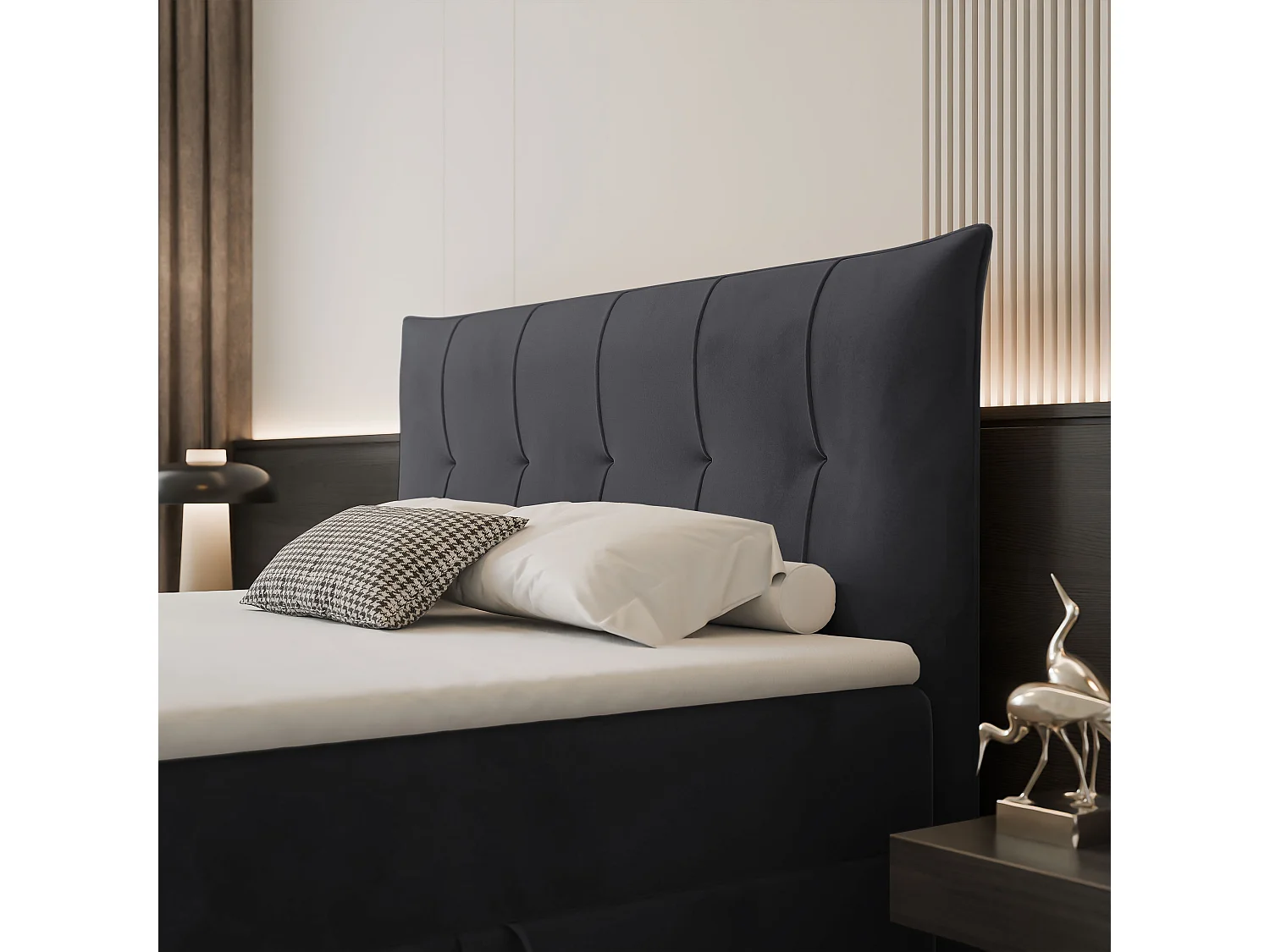 Lit continental rembourré avec surmatelas, gris anthracite - 180x200 - CHESTER