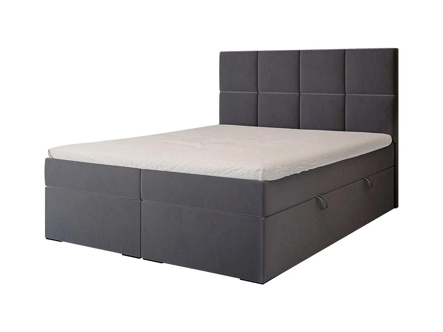 Lit continental rembourré avec surmatelas, gris anthracite - 160x200 - MAGNUS
