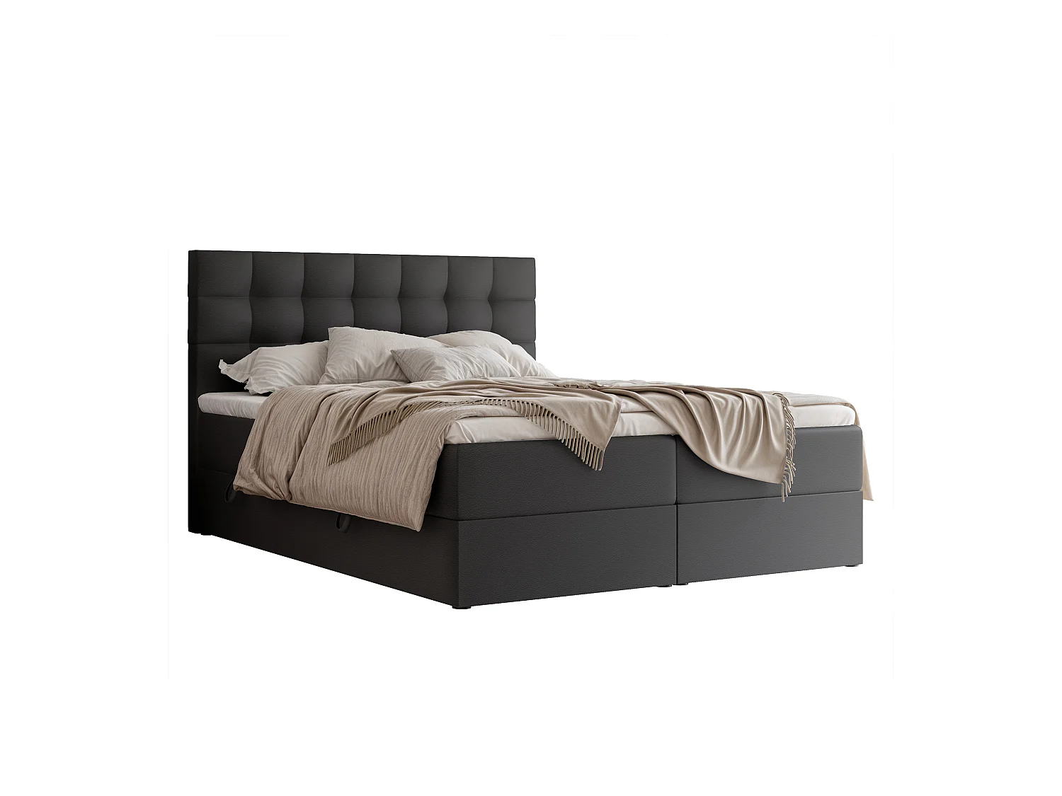 Lit continental rembourré avec surmatelas, noir  - 140x200 - GRAND