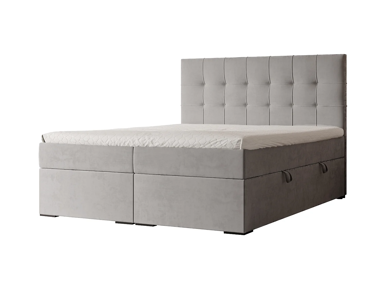 Lit continental rembourré avec surmatelas, gris - 140x200 - IMPERIAL