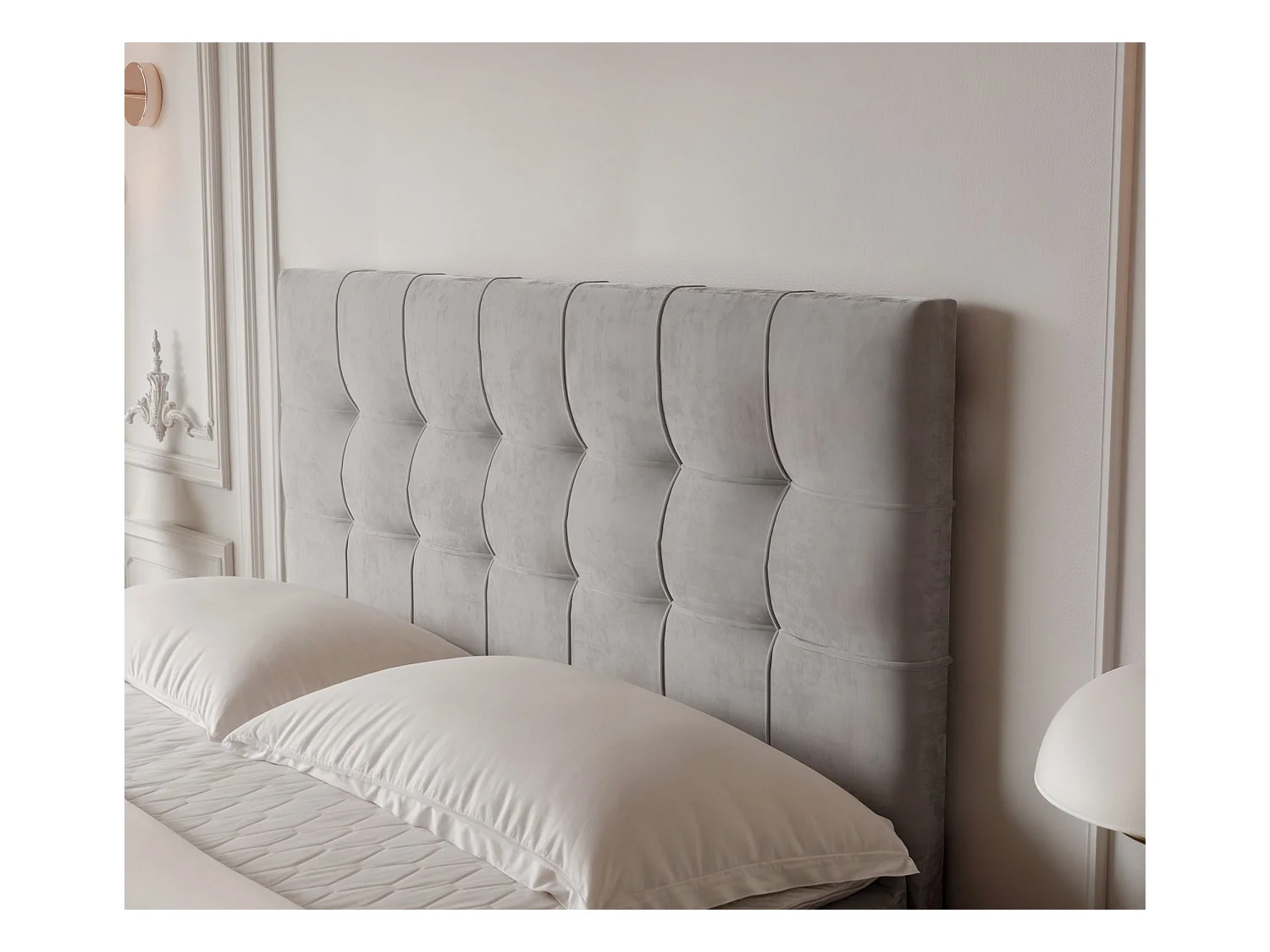 Lit continental rembourré avec surmatelas, gris - 140x200 - IMPERIAL