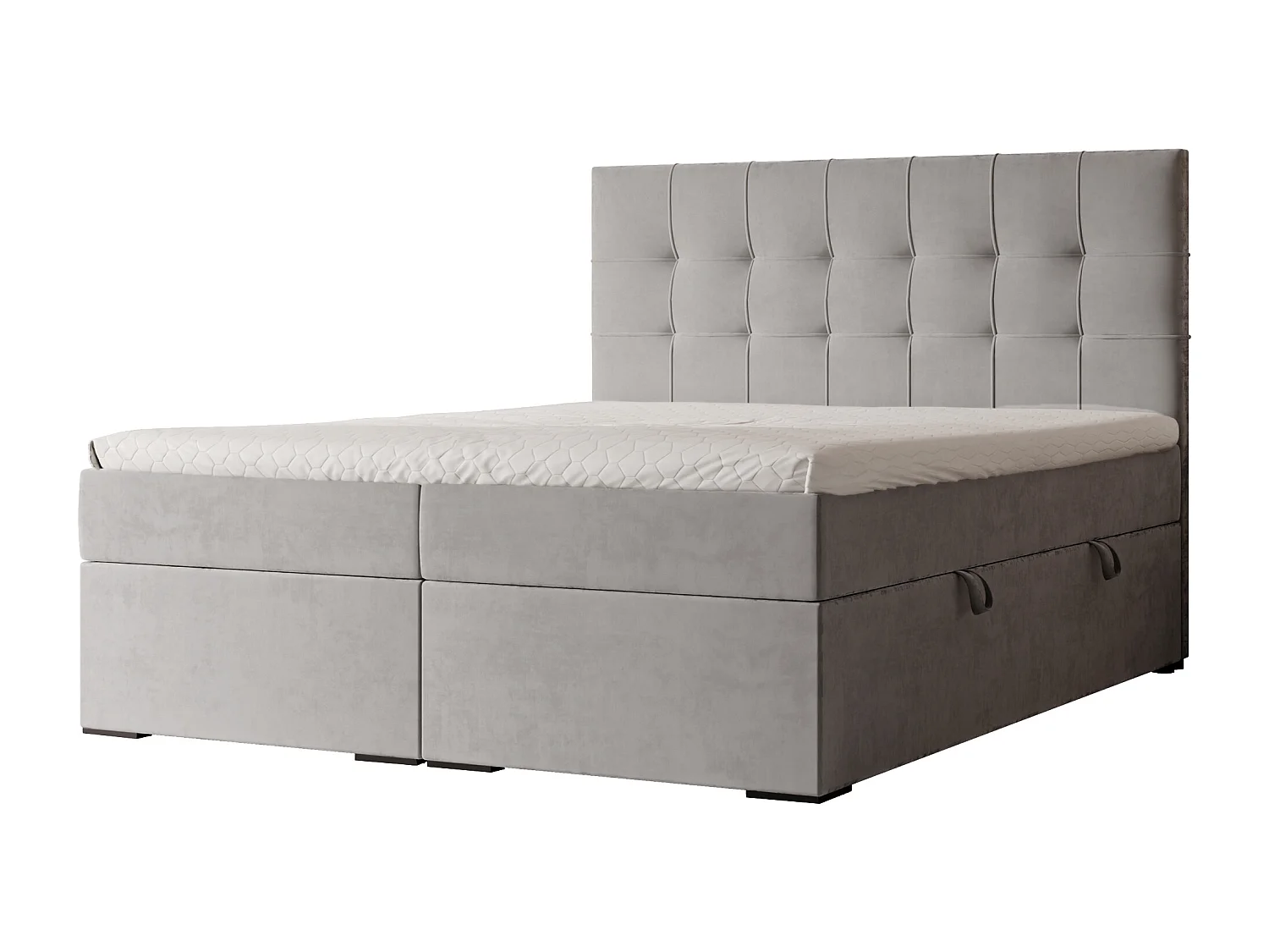 Lit continental rembourré avec surmatelas, gris - 140x200 - IMPERIAL