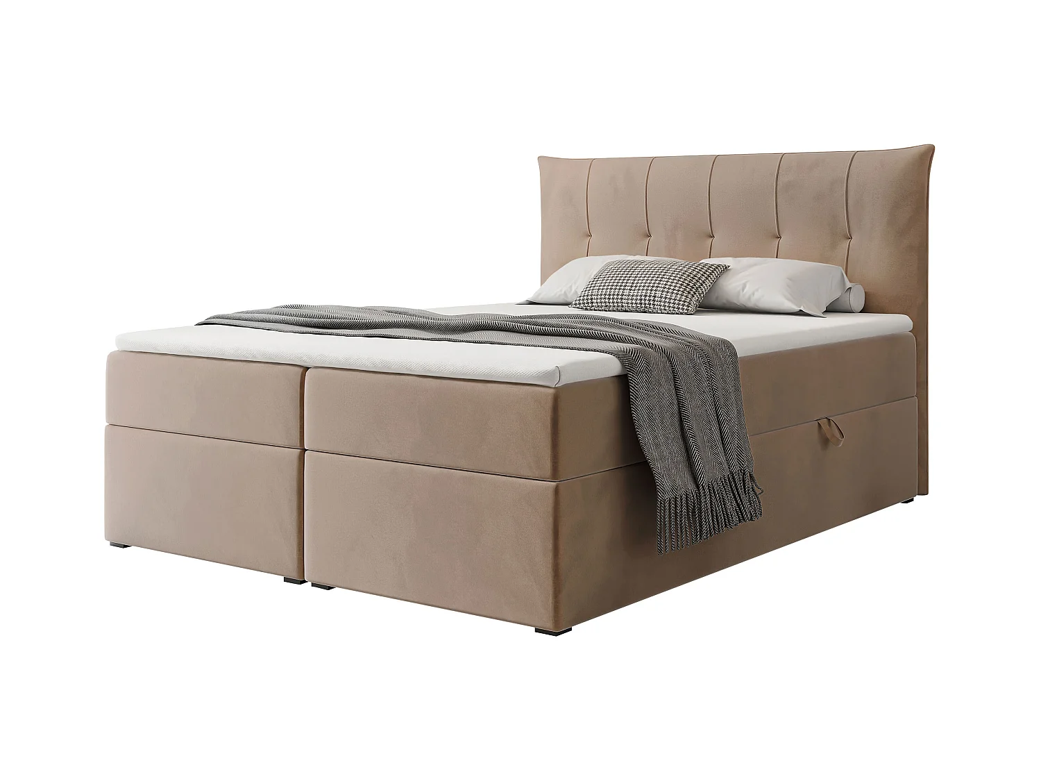 Lit continental rembourré avec surmatelas, marron - 120x200 - CHESTER