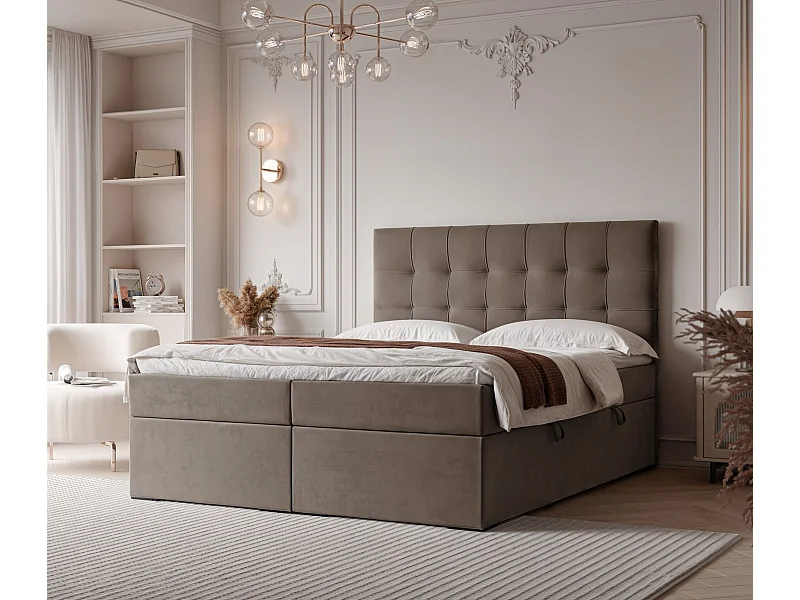 Lit continental rembourré avec surmatelas, marron - 120x200 - IMPERIAL