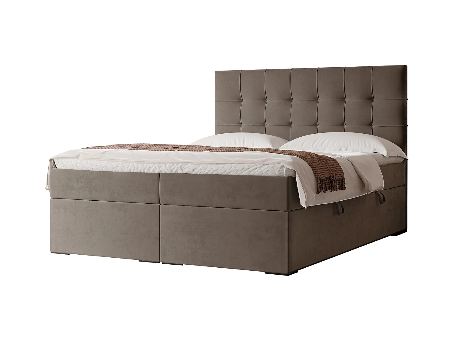 Lit continental rembourré avec surmatelas, marron - 120x200 - IMPERIAL