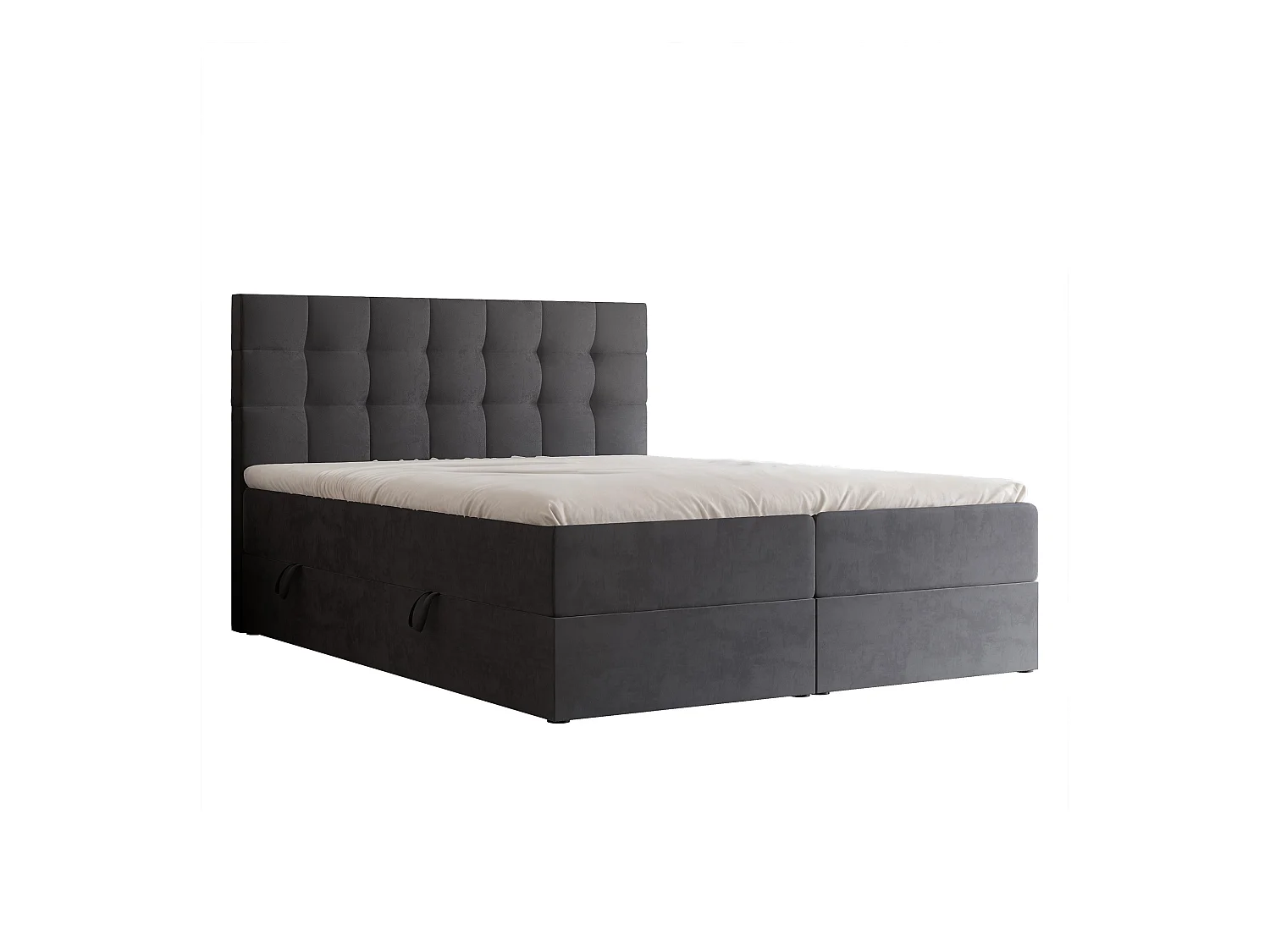 Lit continental rembourré avec surmatelas, gris anthracite - 120x200 - GRAND