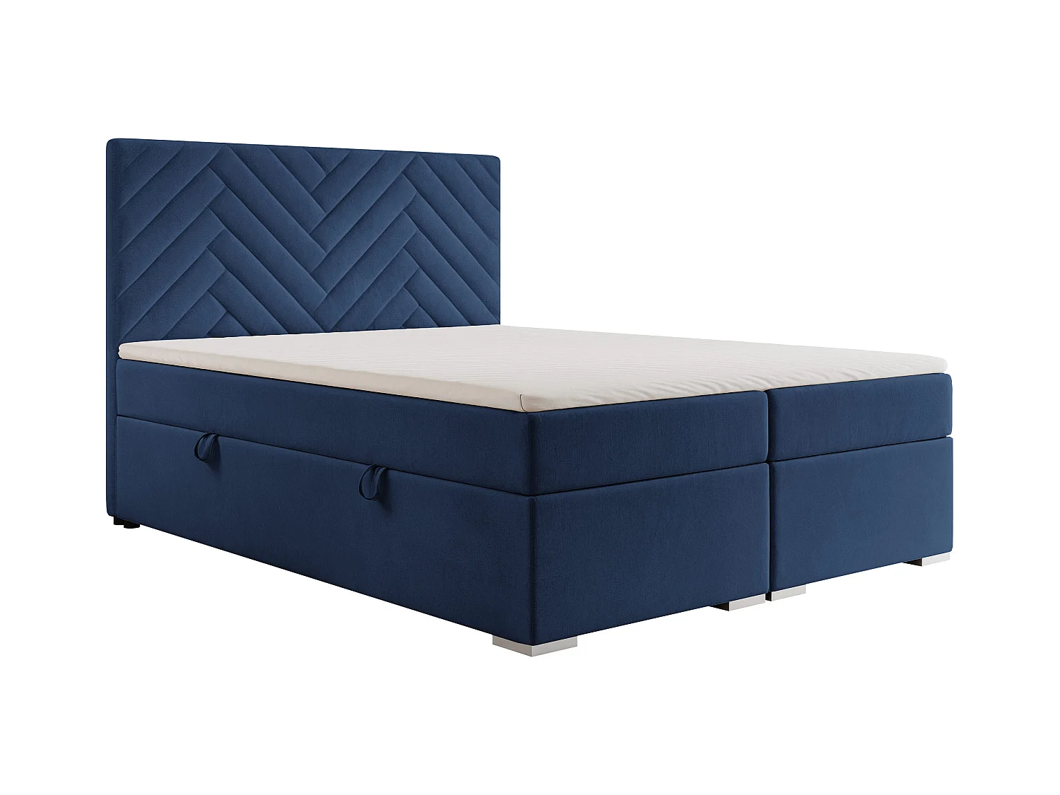 Lit continental rembourré avec surmatelas, bleu - 120x200 - NEREA