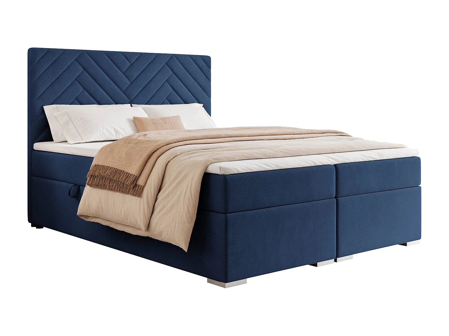 Lit continental rembourré avec surmatelas, bleu - 120x200 - NEREA