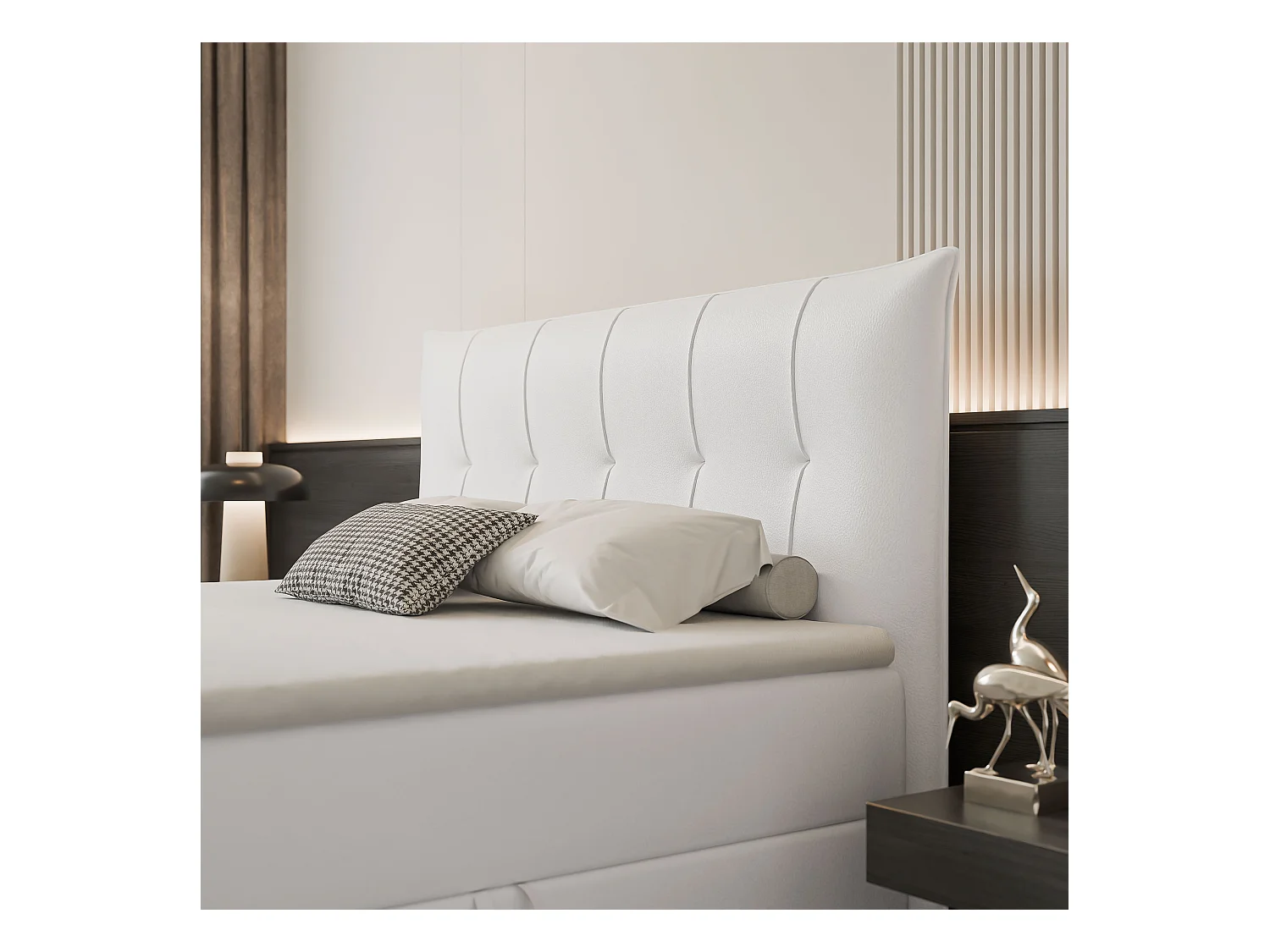 Lit continental rembourré avec surmatelas, blanc  - 180x200 - CHESTER