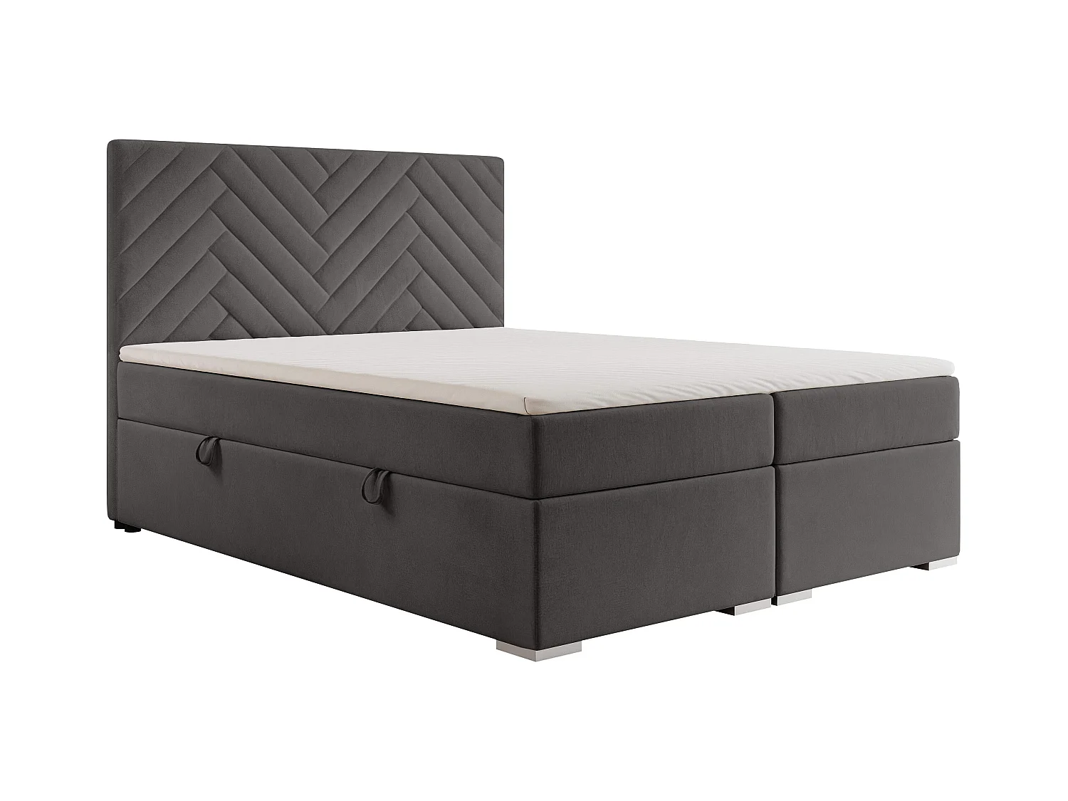 Lit continental rembourré avec surmatelas, gris anthracite - 200x200 - NEREA