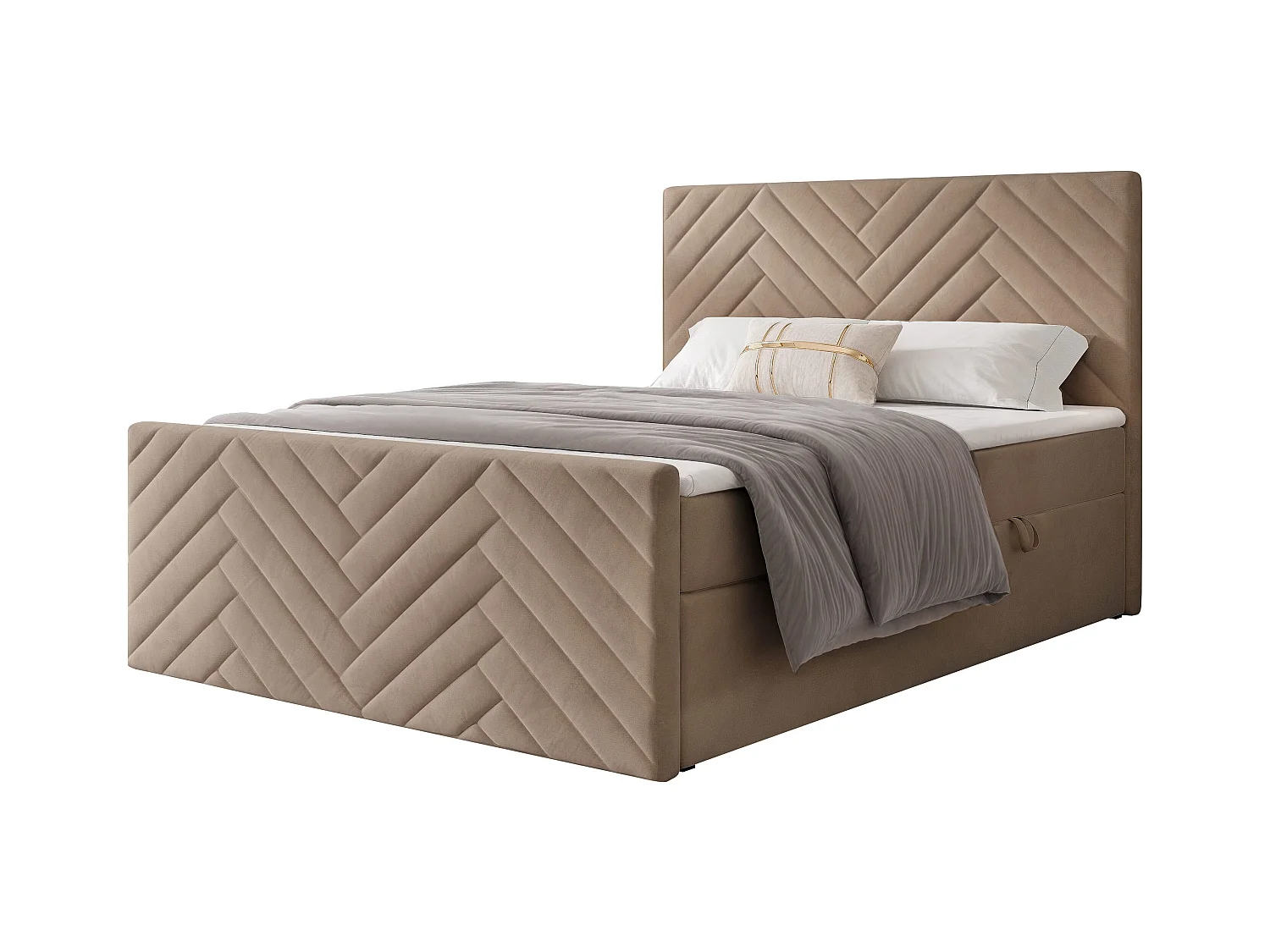 Lit continental rembourré avec surmatelas, marron - 160x200 - NEREA PLUS