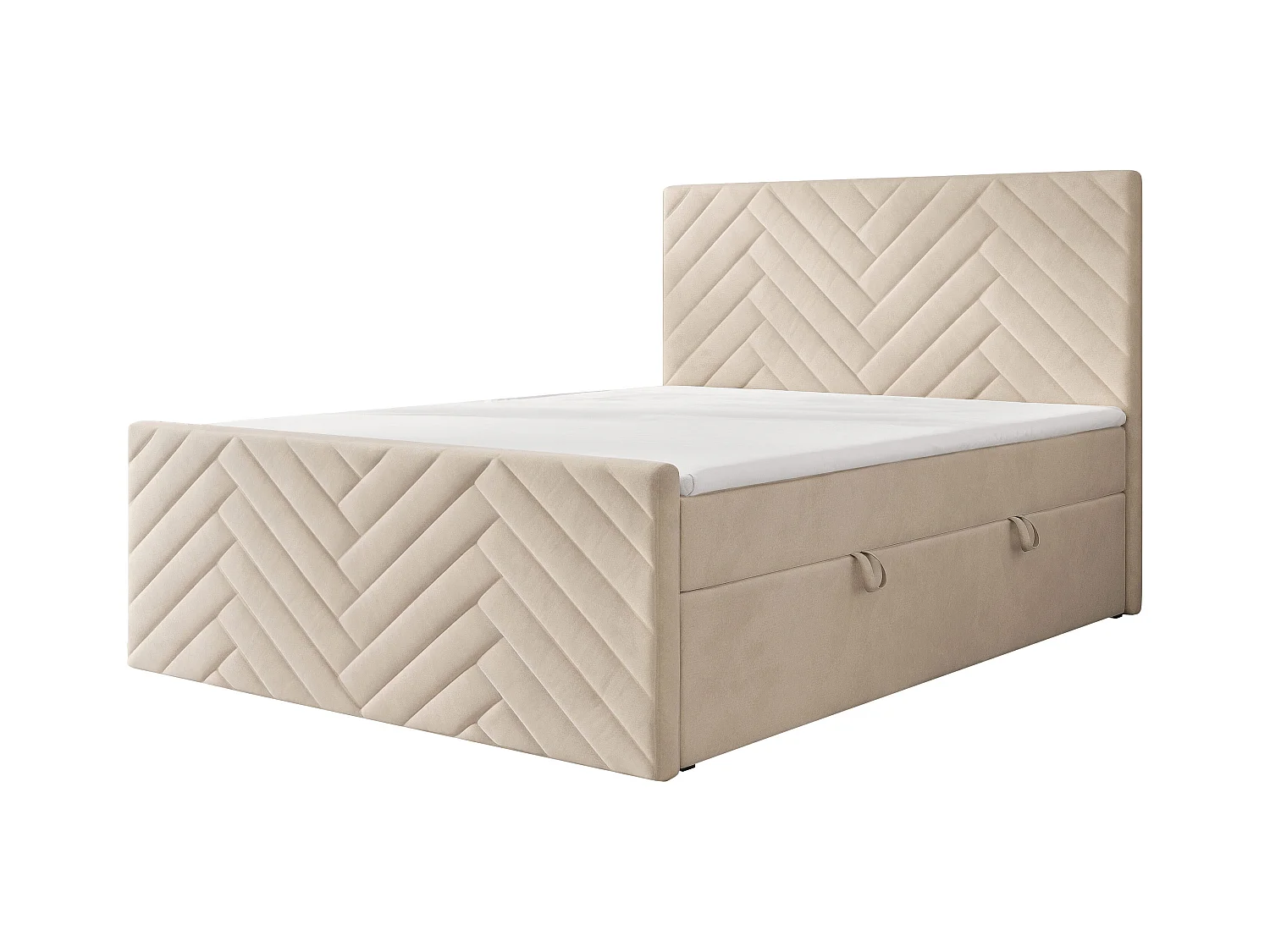 Lit continental rembourré avec surmatelas, crème - 200x200 - NEREA PLUS