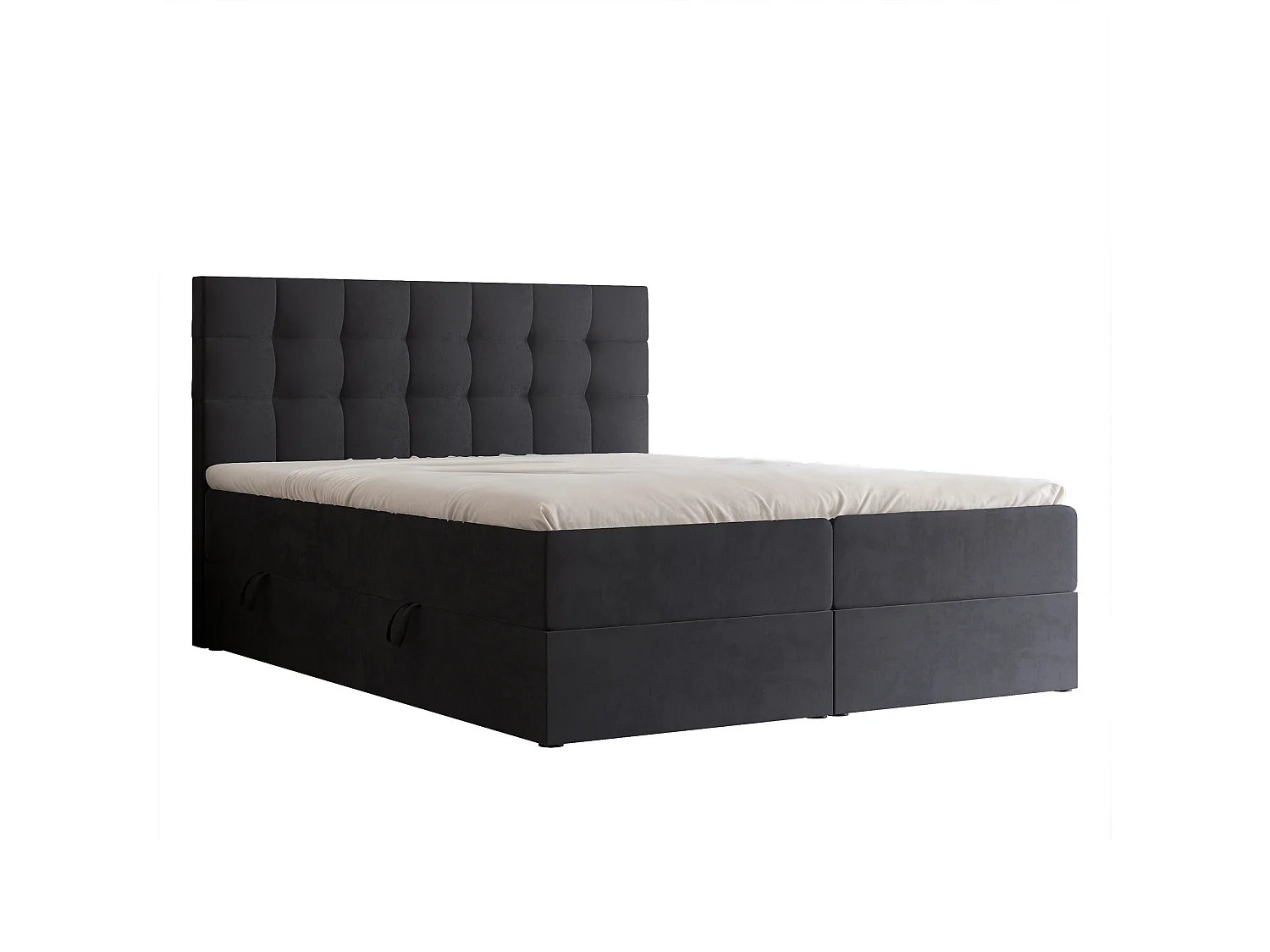 Lit continental rembourré avec surmatelas, noir - 160x200 - GRAND