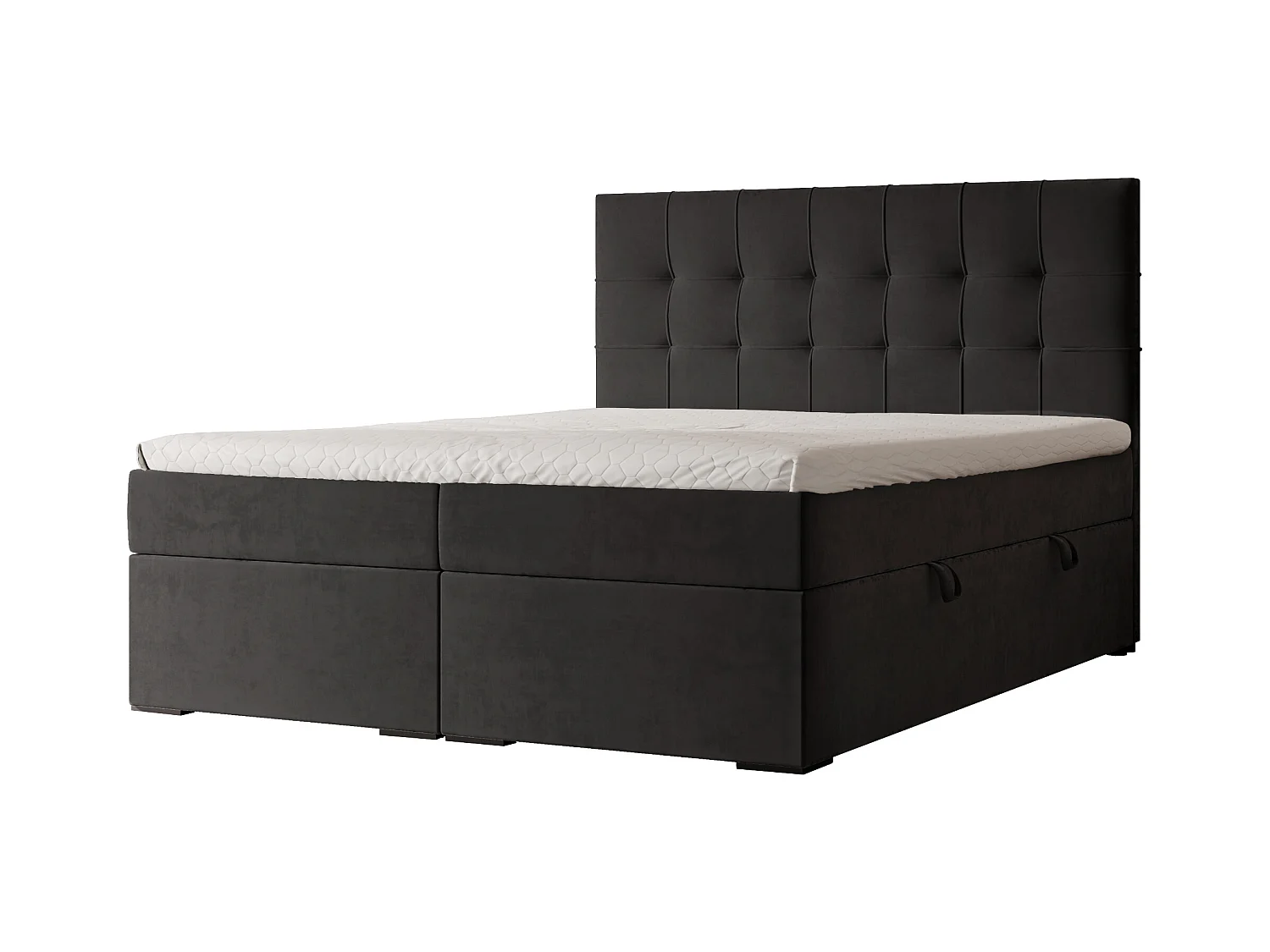 Lit continental rembourré avec surmatelas, noir - 200x200 - IMPERIAL