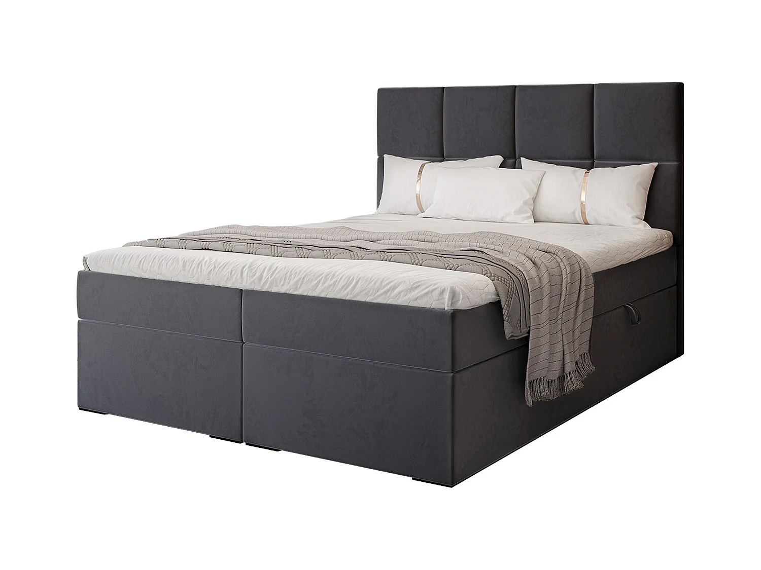 Lit continental rembourré avec surmatelas, gris anthracite - 180x200 - MAGNUS