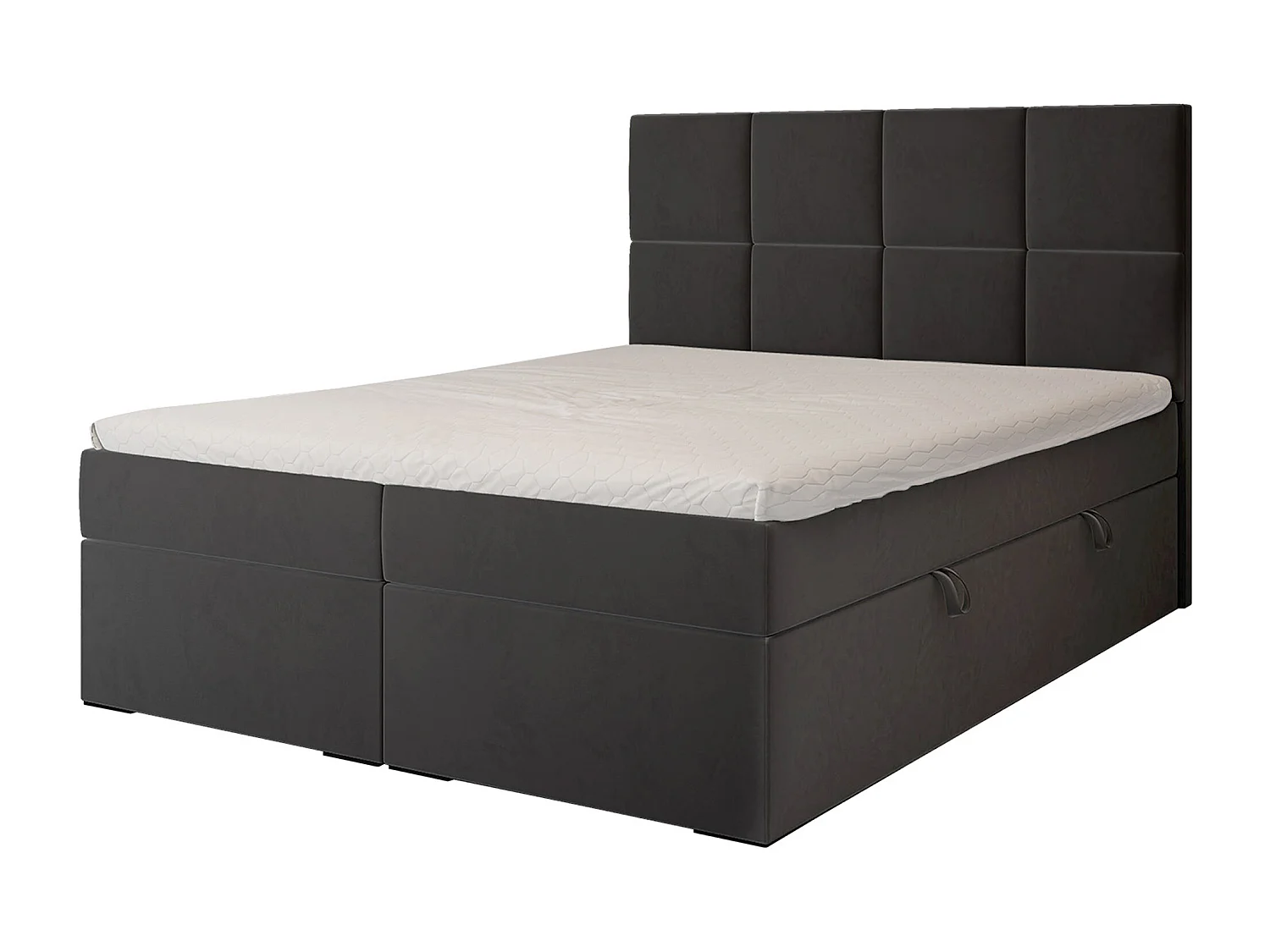 Lit continental rembourré avec surmatelas, noir - 120x200 - MAGNUS