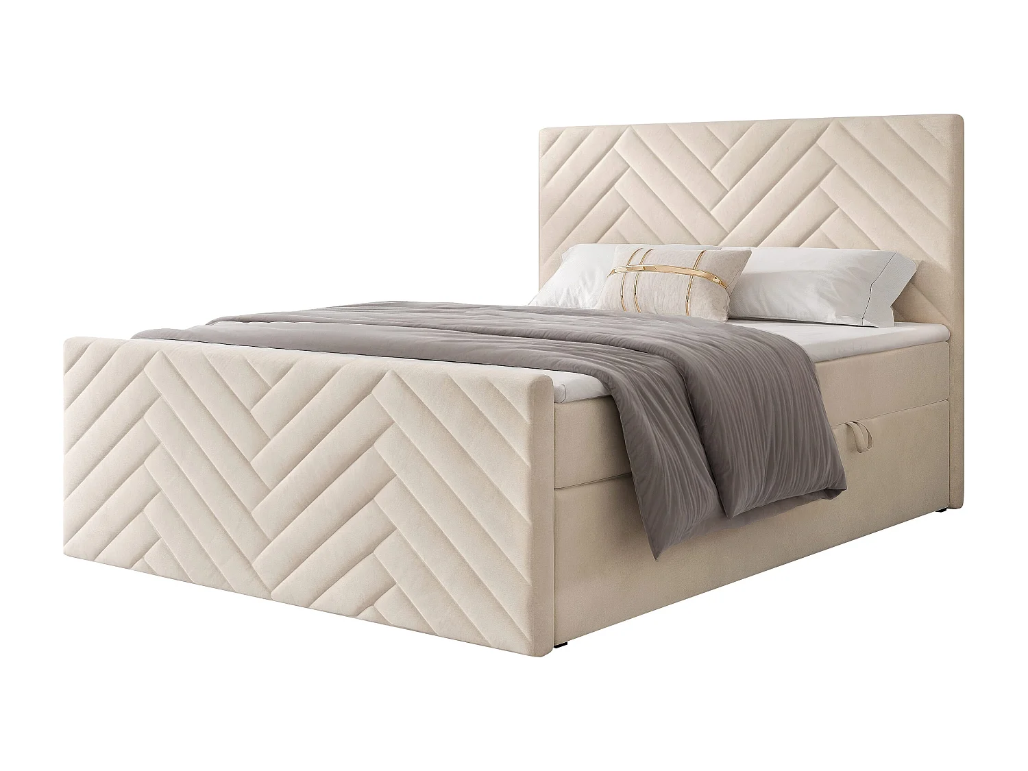 Lit continental rembourré avec surmatelas, beige - 180x200 - NEREA PLUS