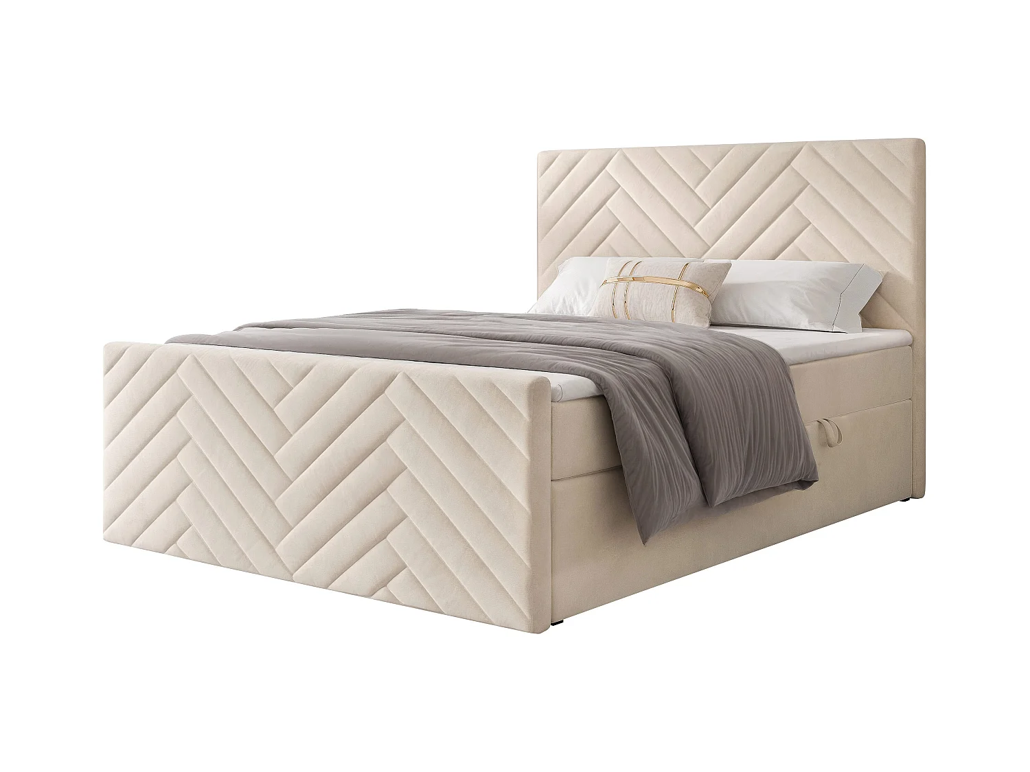 Lit continental rembourré avec surmatelas, beige - 160x200 - NEREA PLUS