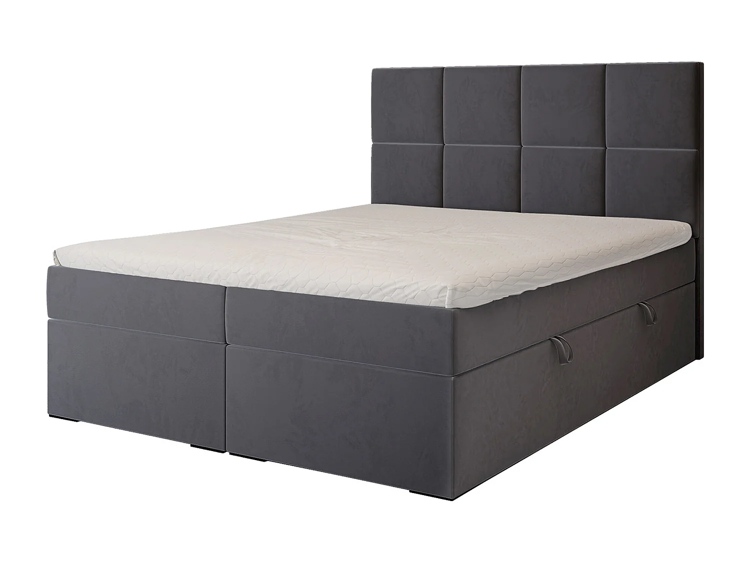 Lit continental rembourré avec surmatelas, gris anthracite - 200x200 - MAGNUS