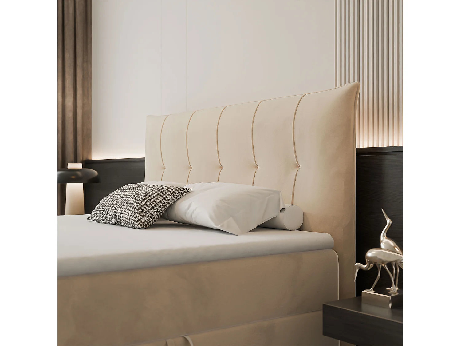 Lit continental rembourré avec surmatelas, crème - 180x200 - CHESTER