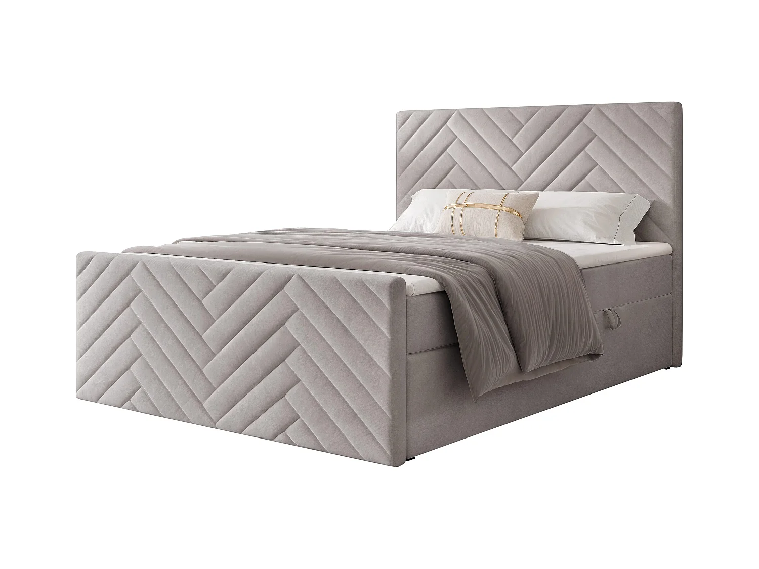 Lit continental rembourré avec surmatelas, gris clair - 160x200 - NEREA PLUS