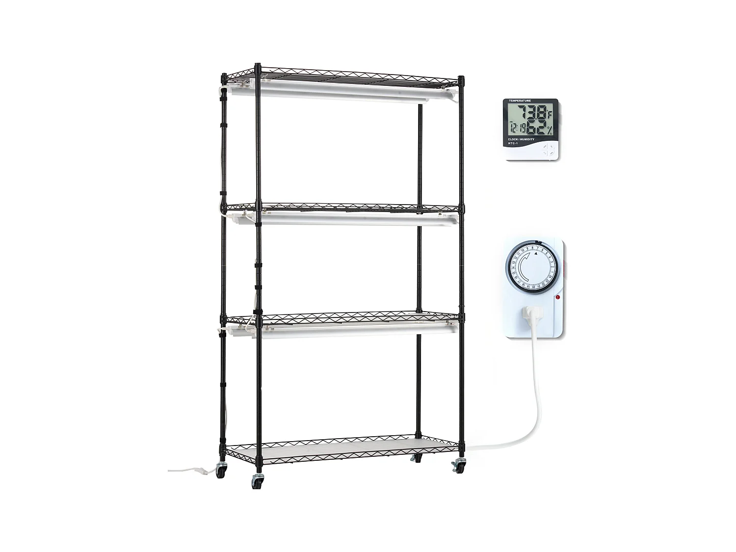 Support de Plante, SucceBuy Support pour Plantes avec Lampes de Culture, 4 Niveaux, 180 W, Étagère Haute de 150 cm