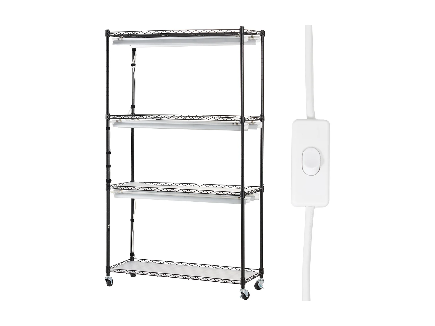 Support de Plante, SucceBuy Support pour Plantes avec Lampes de Culture, 4 Niveaux, 180 W, Étagère Haute de 150 cm