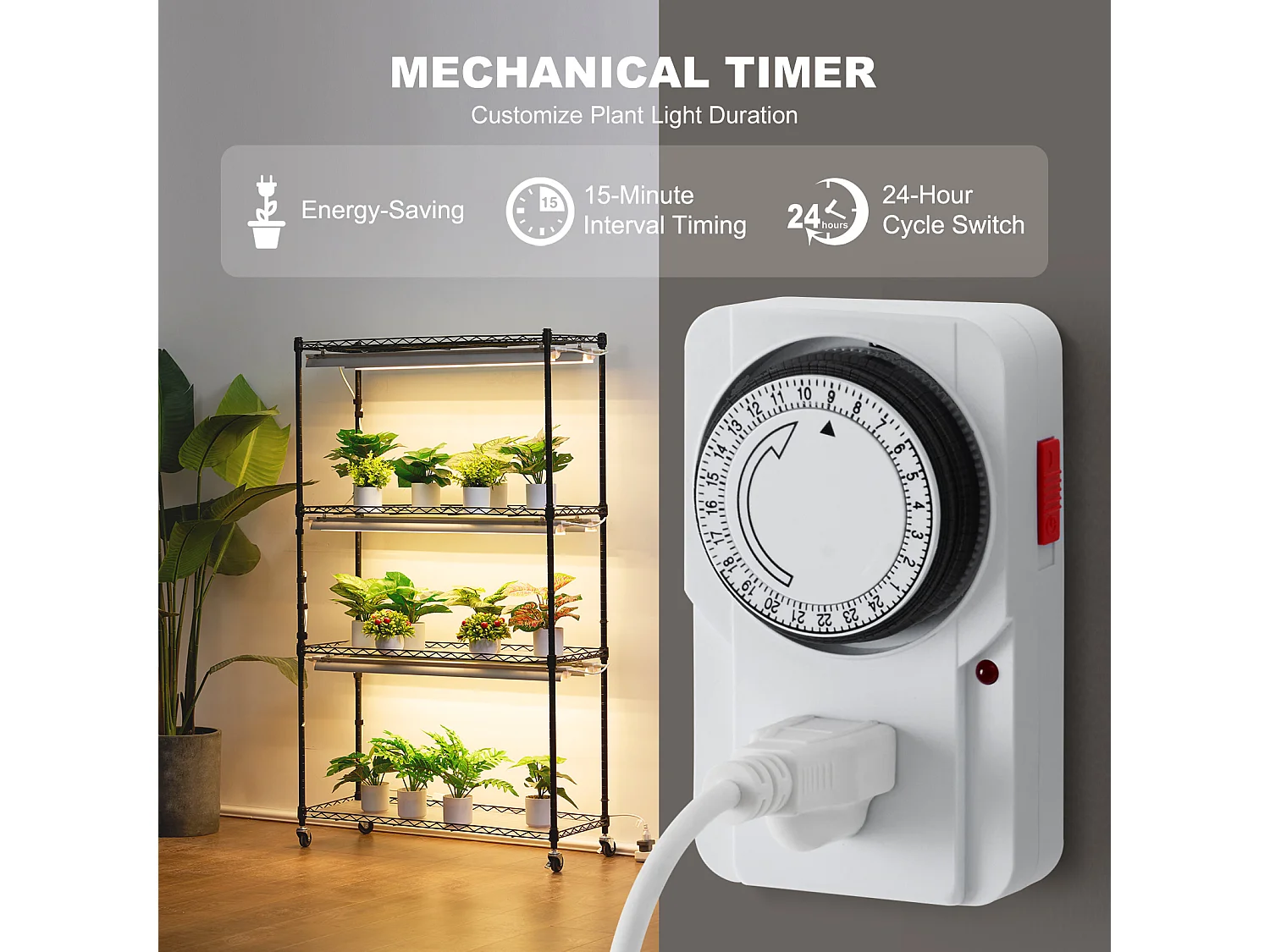 Plantenstandaard, SucceBuy Plantenstandaard met Kweeklampen, 4 Niveaus, 180W, 150 cm Hoge Plank