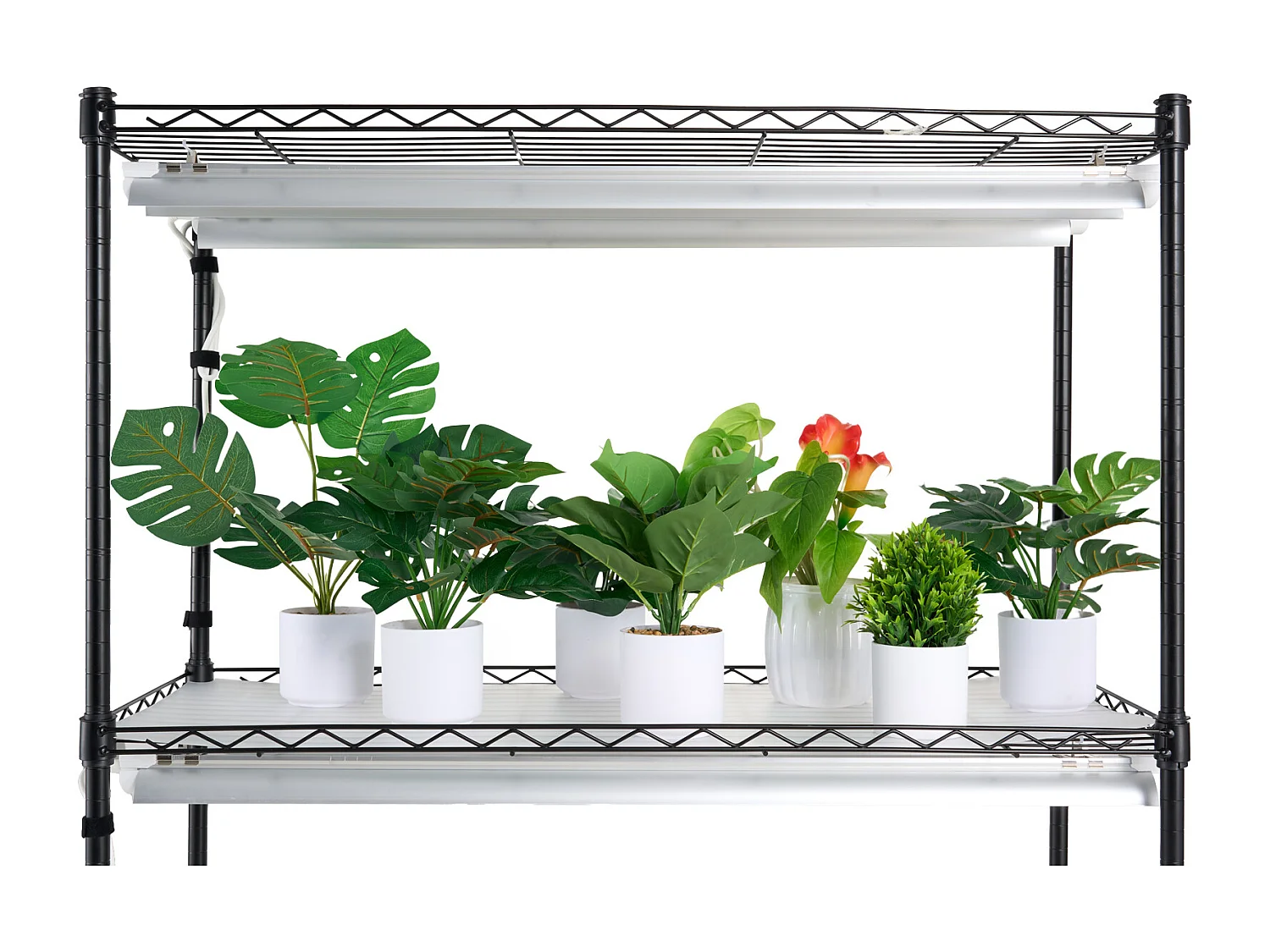 Plantenstandaard, SucceBuy Plantenstandaard met Kweeklampen, 4 Niveaus, 180W, 150 cm Hoge Plank