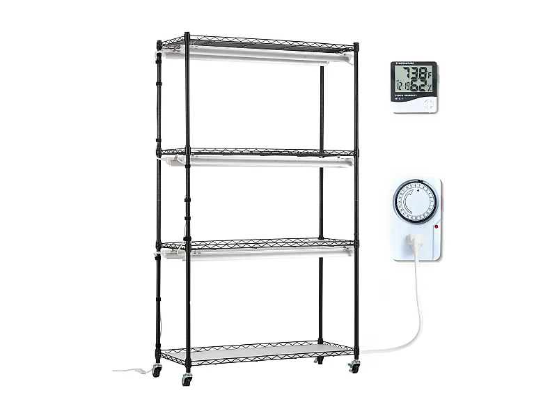 Support de Plante, SucceBuy Support pour Plantes avec Lampes de Culture, 4 Niveaux, 180 W, Étagère Haute de 150 cm