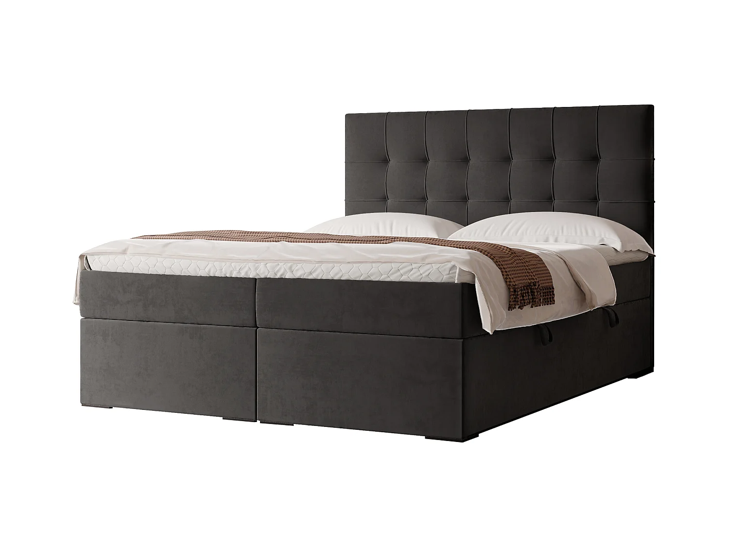 Lit continental rembourré avec surmatelas, noir - 140x200 - IMPERIAL