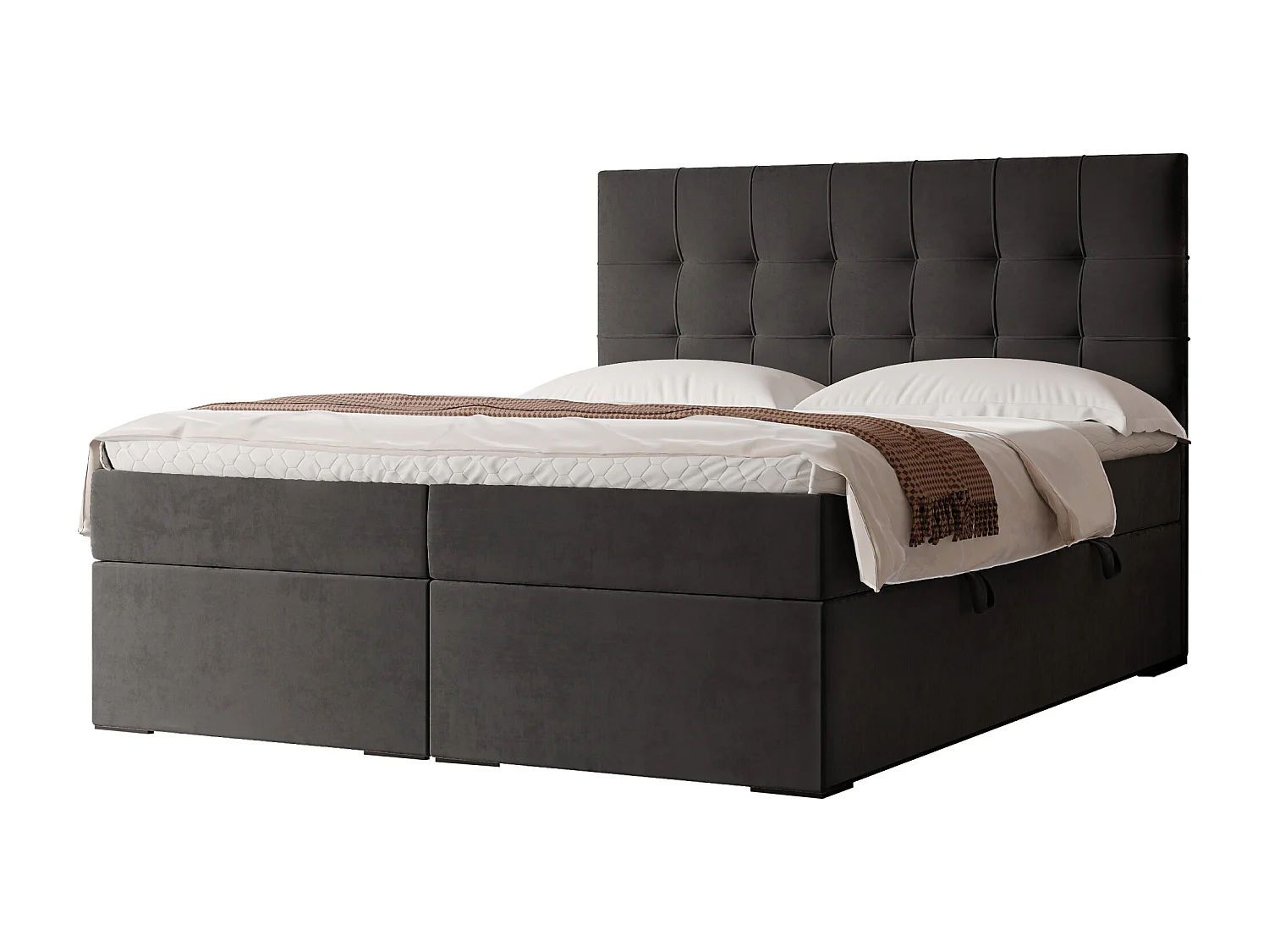 Lit continental rembourré avec surmatelas, noir - 140x200 - IMPERIAL