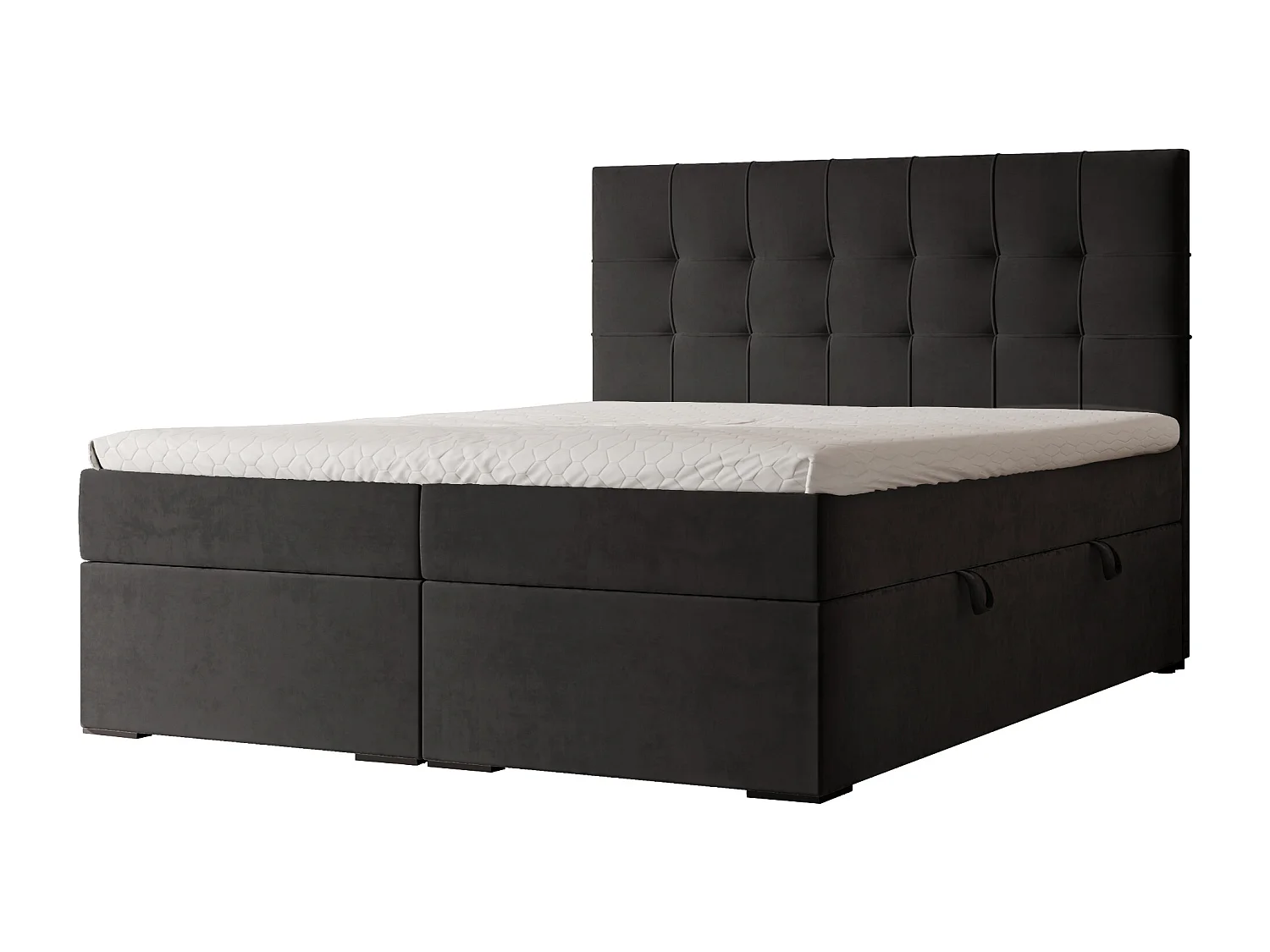 Lit continental rembourré avec surmatelas, noir - 140x200 - IMPERIAL