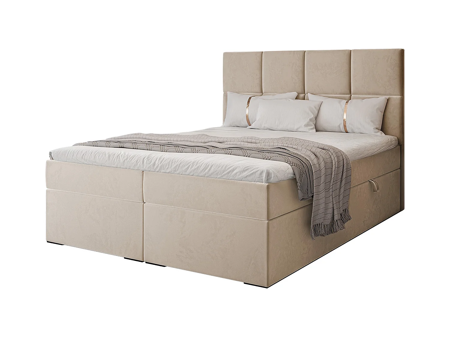 Lit continental rembourré avec surmatelas, crème - 160x200 - MAGNUS